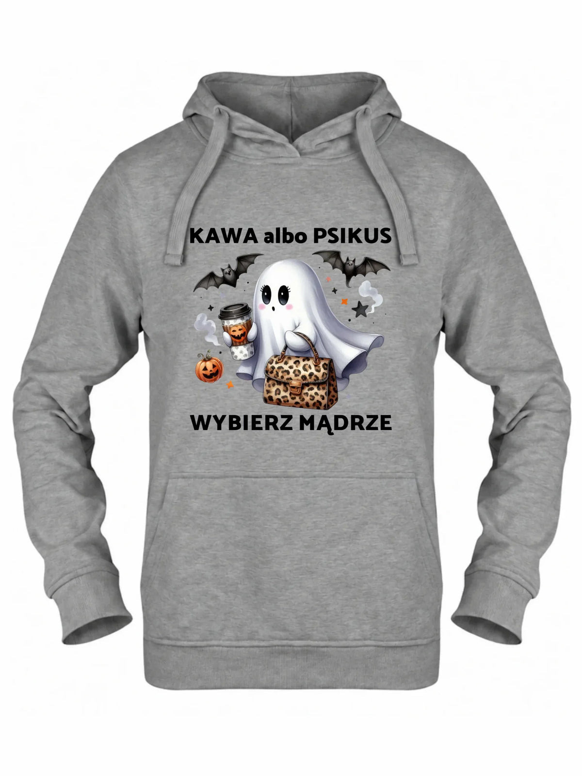 Bluza damska z kapturem halloweenowa - Duch - Kawa albo psikus HL07