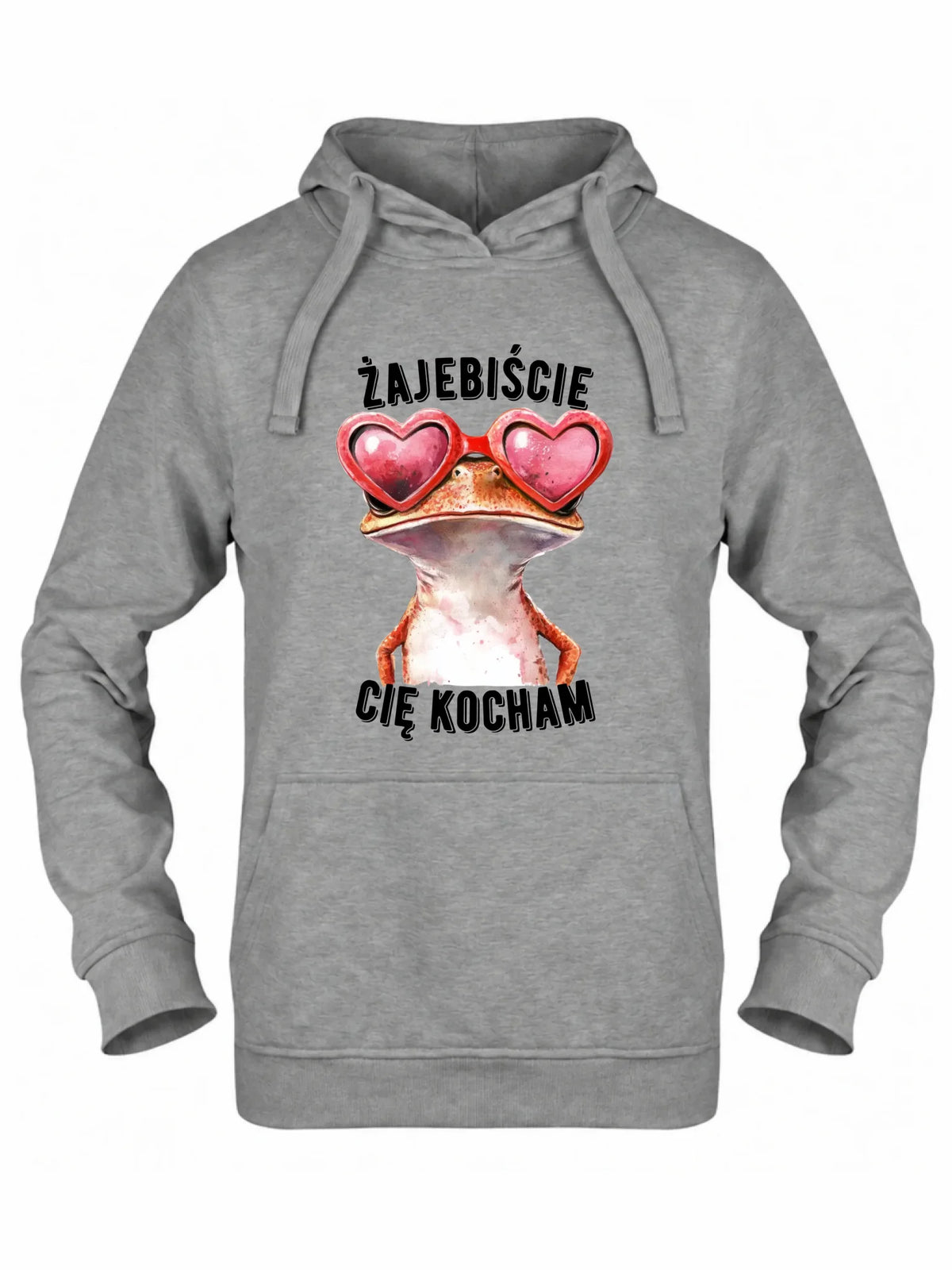 Bluza damska z kapturem dla par - Żajebiście Cię Kocham Żaba W17