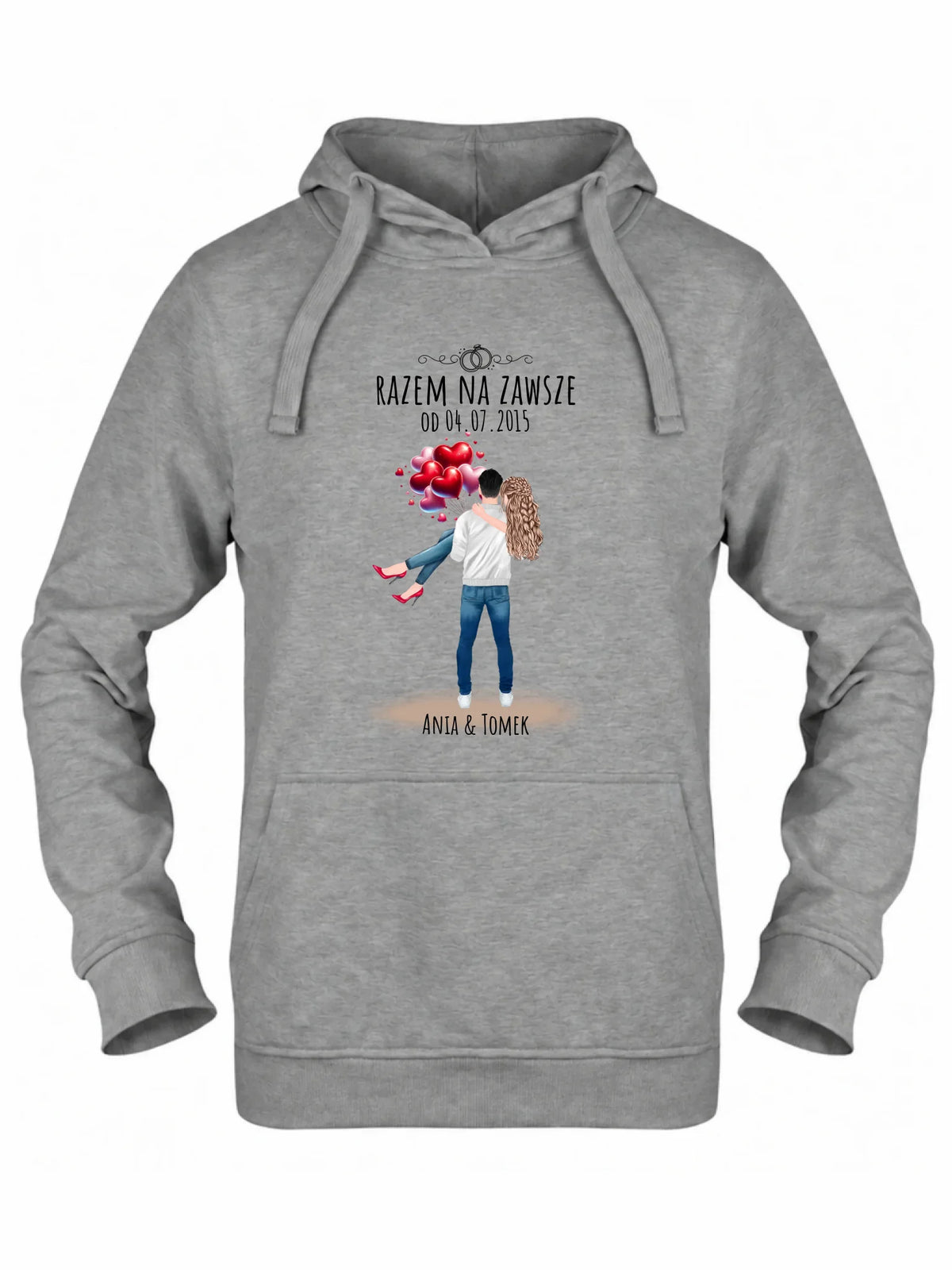 Bluza damska z kapturem dla par na rocznicę - Razem na zawsze - personalizowana W14