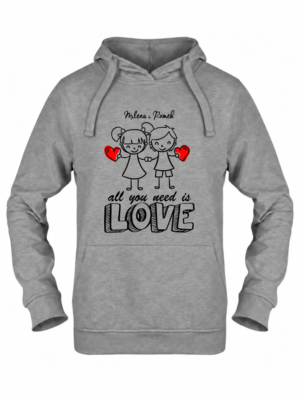 Bluza damska z kapturem dla par - All You need is love - personalizowana W13
