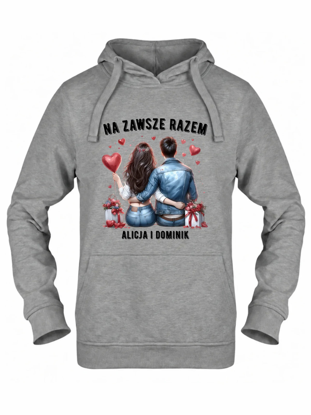 Bluza damska z kapturem dla par - Na zawsze razem - personalizowana W07