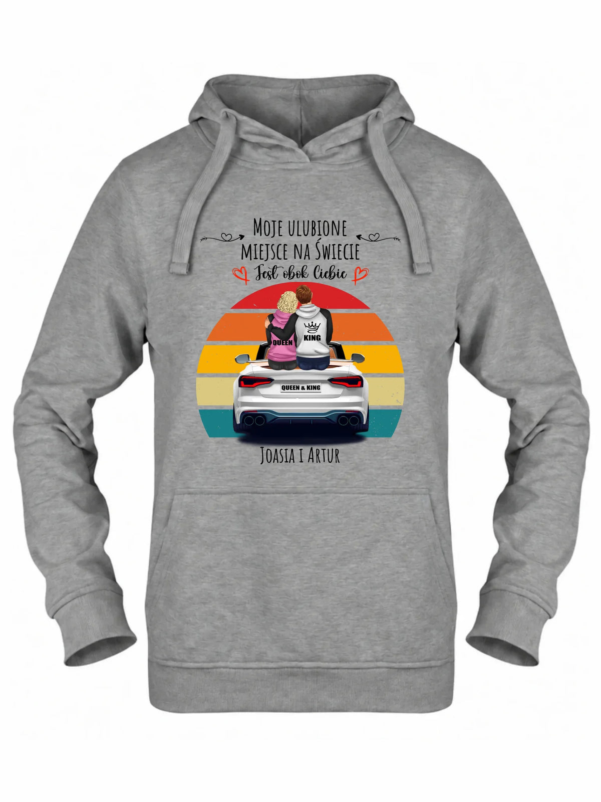 Bluza damska z kapturem dla par - Moje ulubione miejsce - personalizowana W06