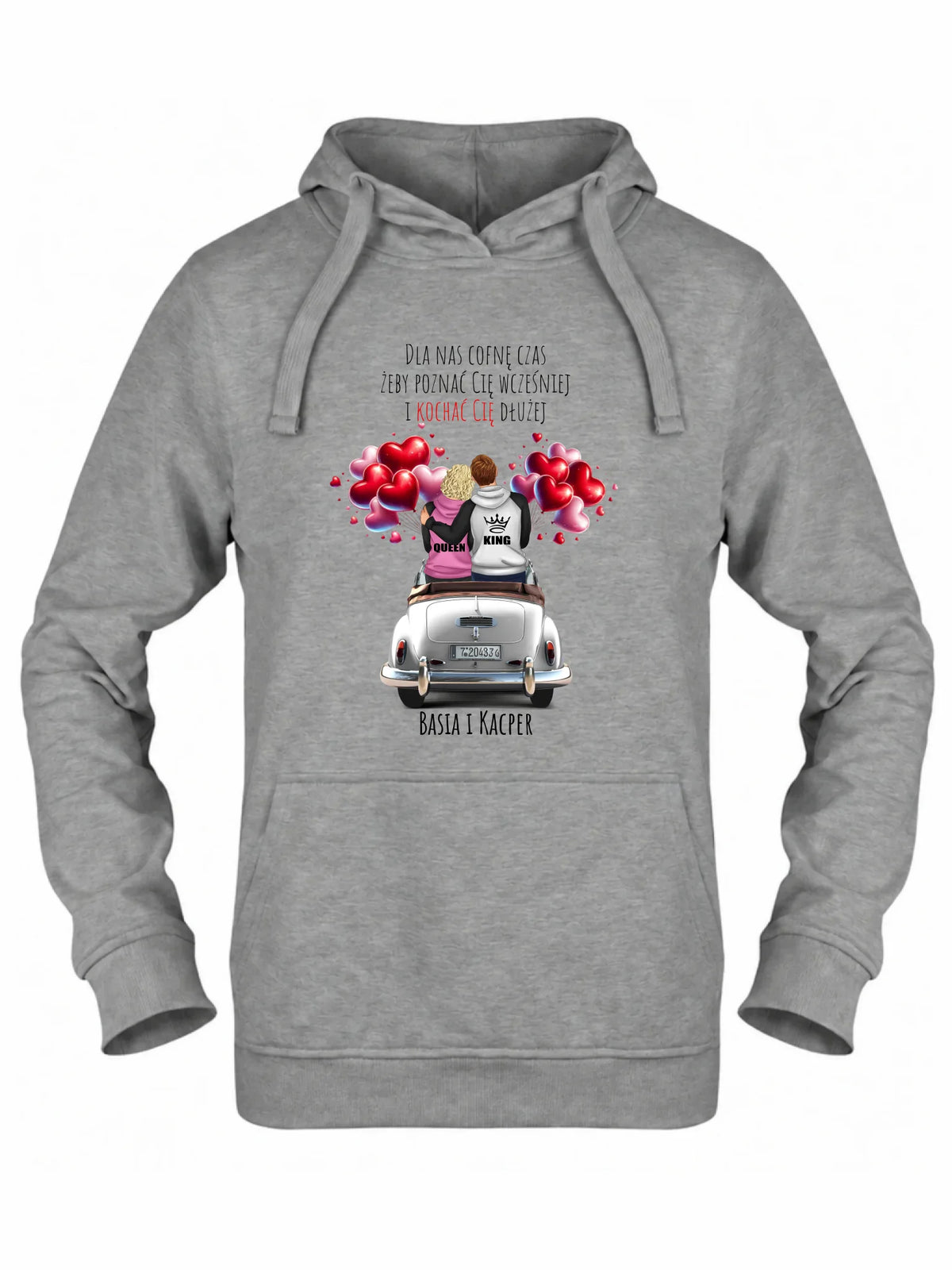 Bluza damska z kapturem dla par - Dla nas cofnę czas - personalizowana W08
