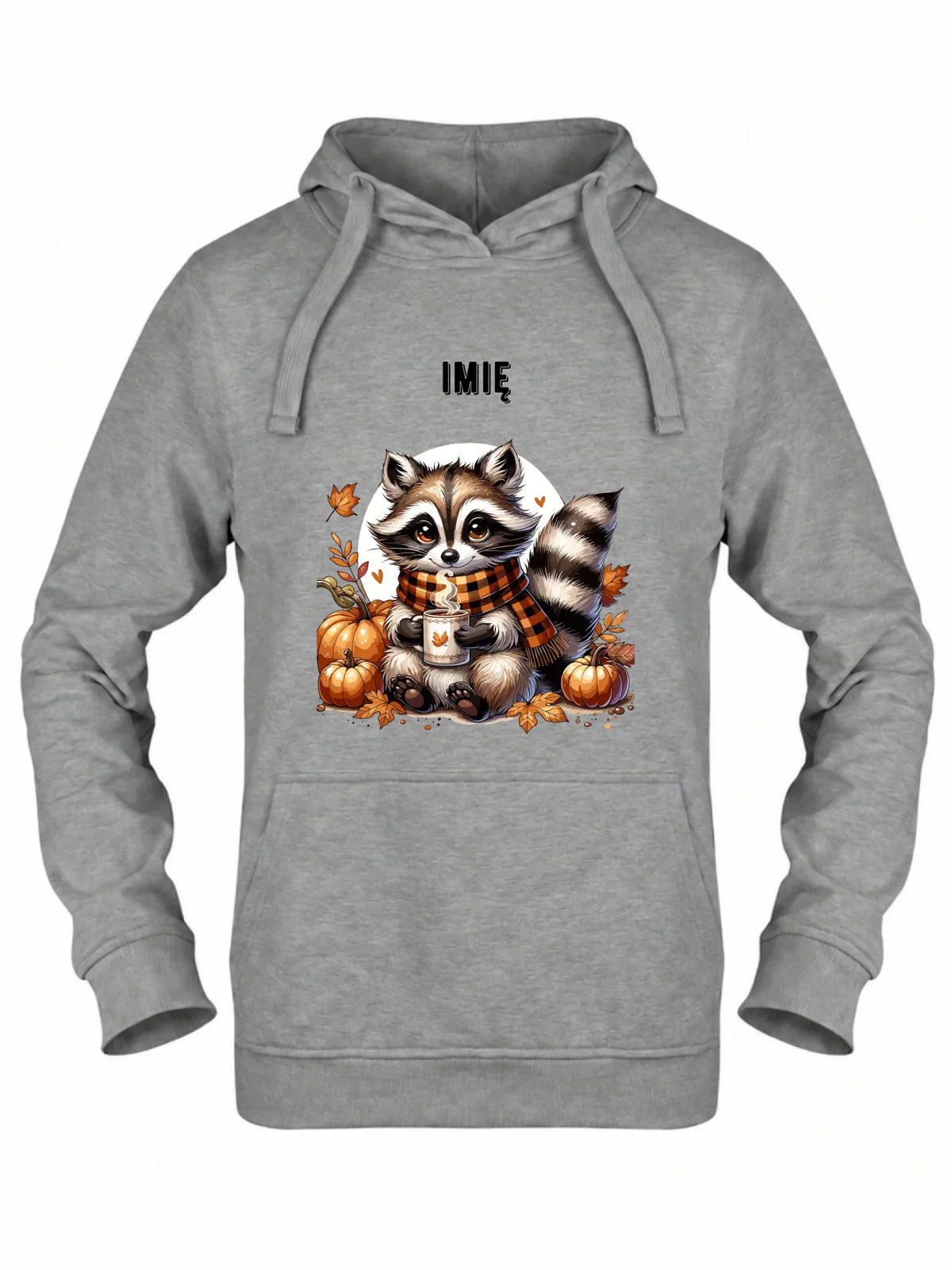 Bluza damska z kapturem jesienna – Szop z kawą i dyniami - personalizowana JS16