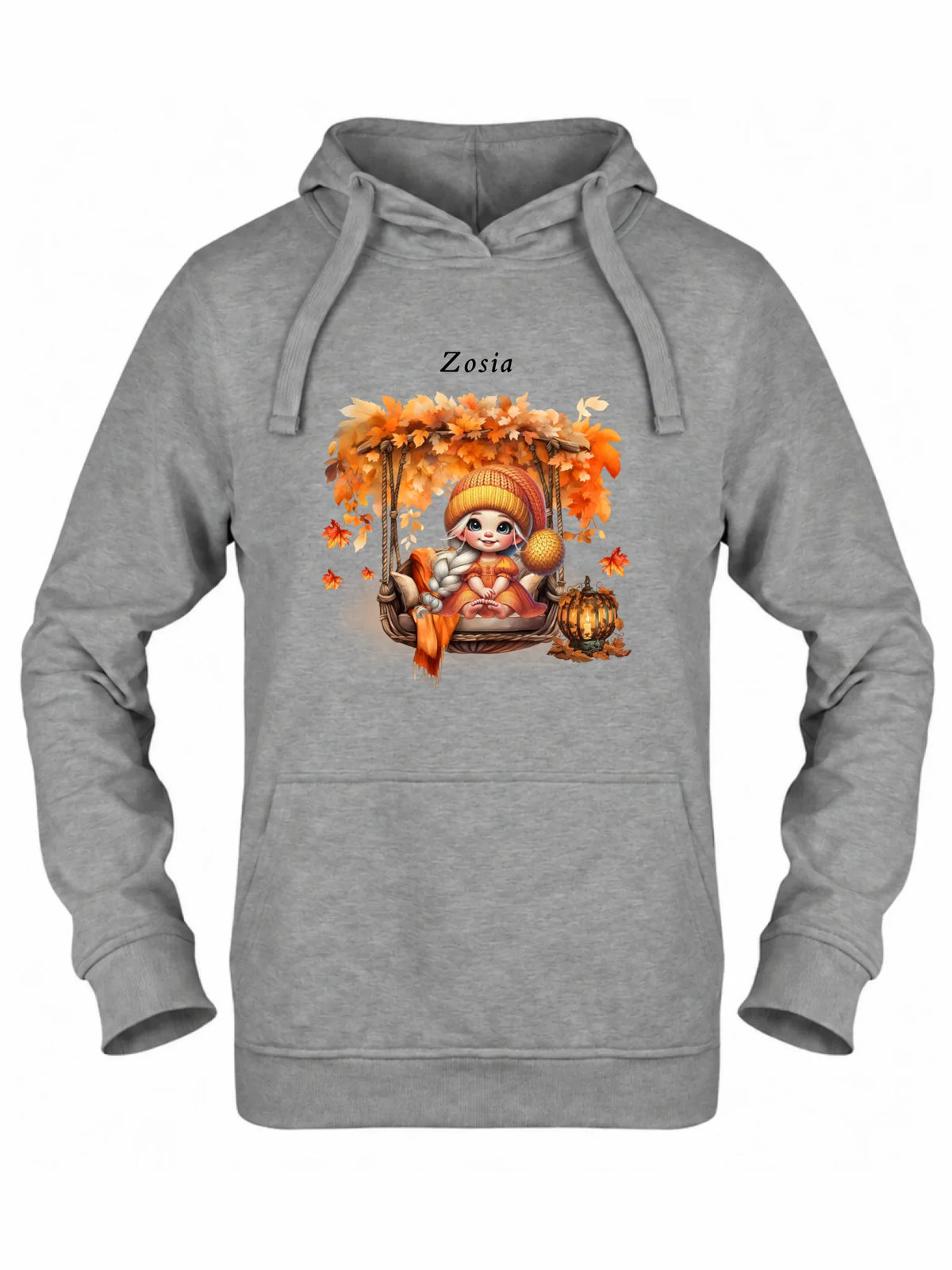 Bluza damska z kapturem jesieniara - Dziewczynka z liśćmi - personalizowana JS17