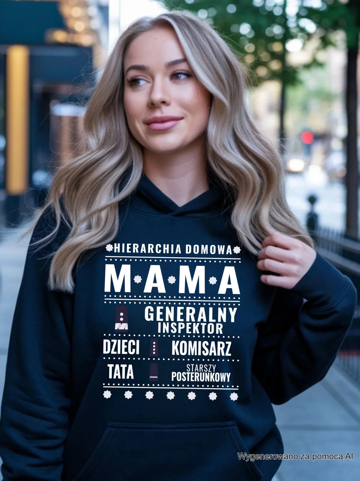 Bluza z kapturem dla mamy - Generał Mama Policja - personalizowana DM41
