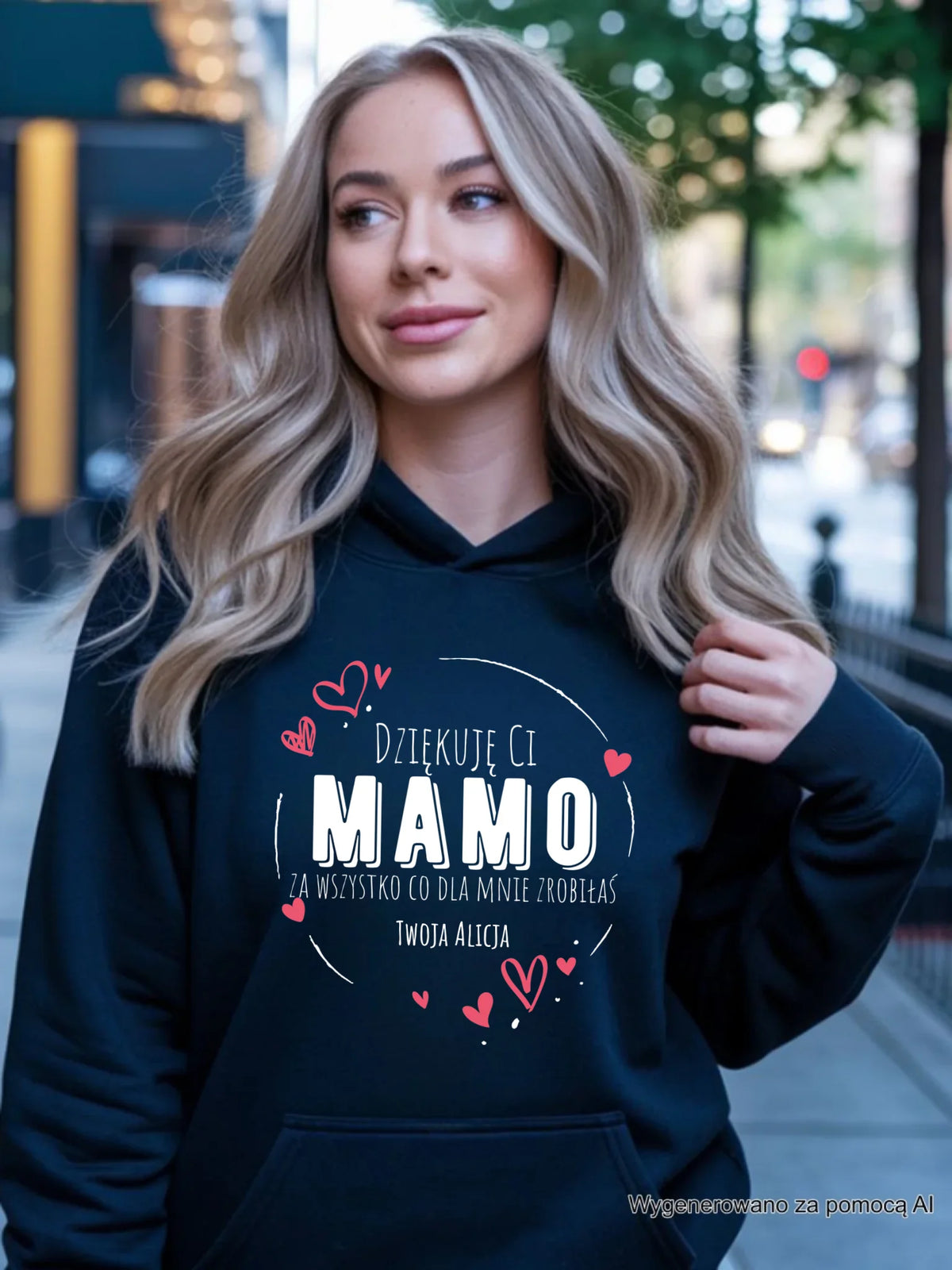 Bluza z kapturem dla mamy - Dziękuję Ci Mamo - personalizowana DM32
