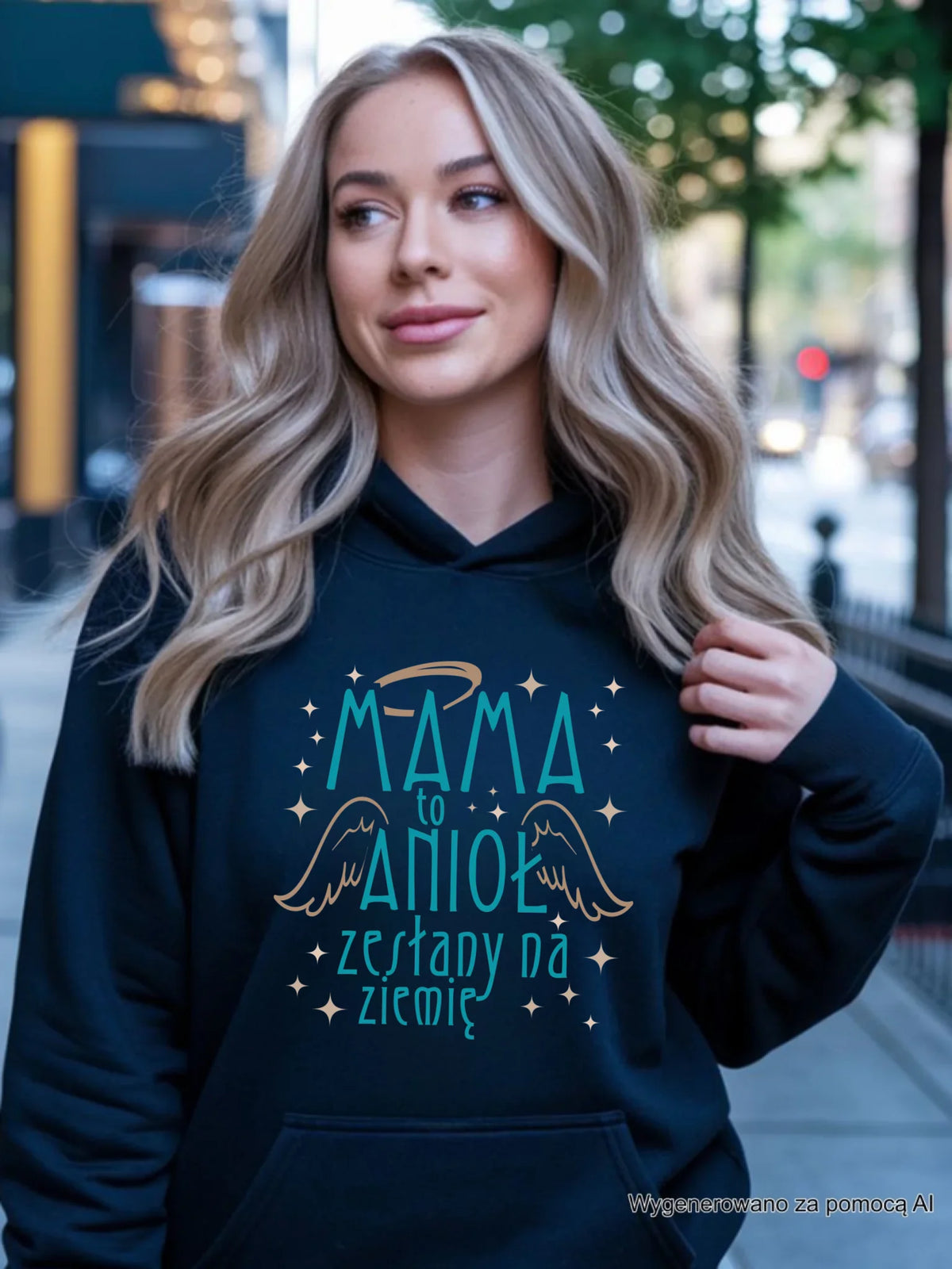 Bluza z kapturem dla mamy - Mama to anioł zesłany na ziemię DM30