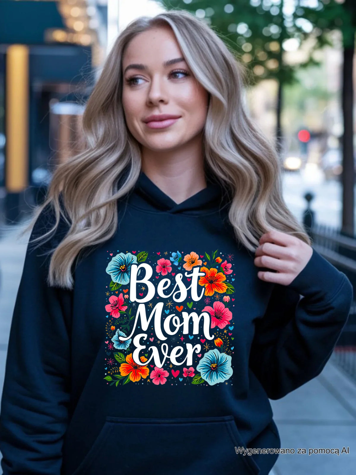 Bluza z kapturem dla mamy - Kwiaty - Best mom ever DM34