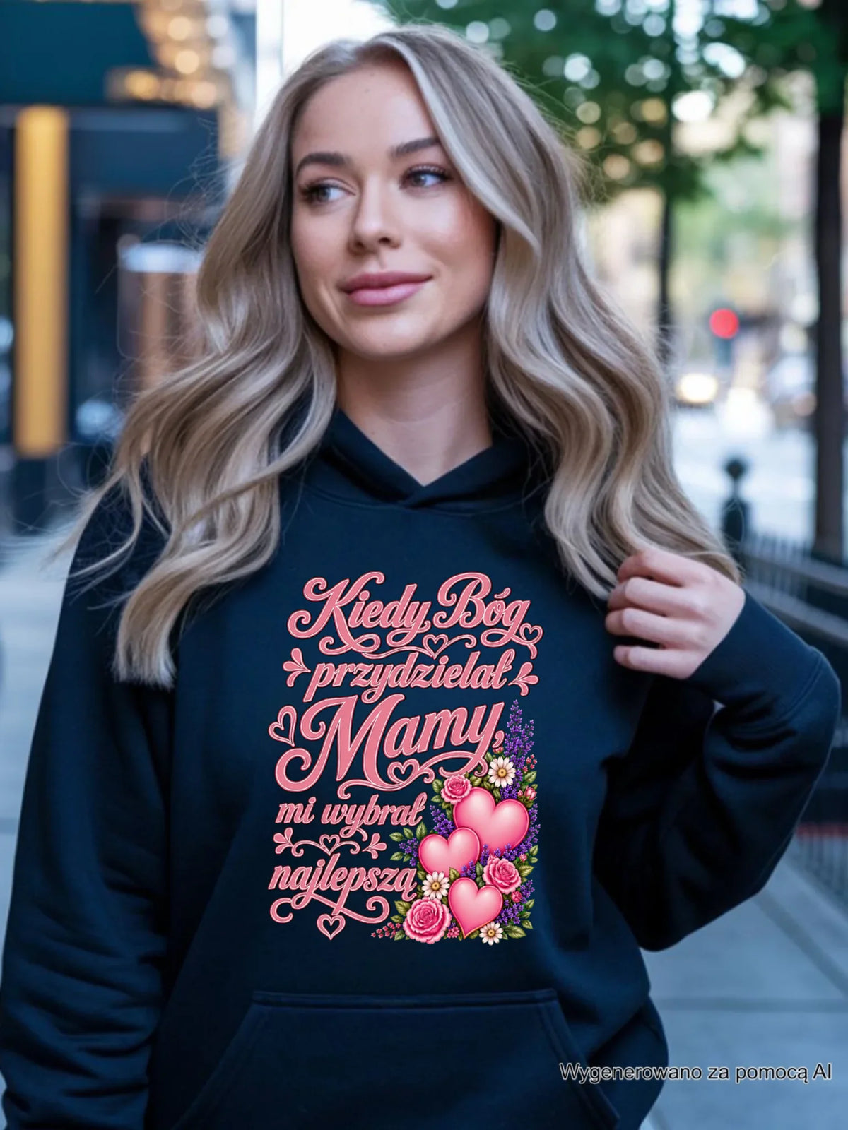 Bluza z kapturem dla mamy - Kiedy Bóg przydzielał mamy mi wybrał najlepszą DM29