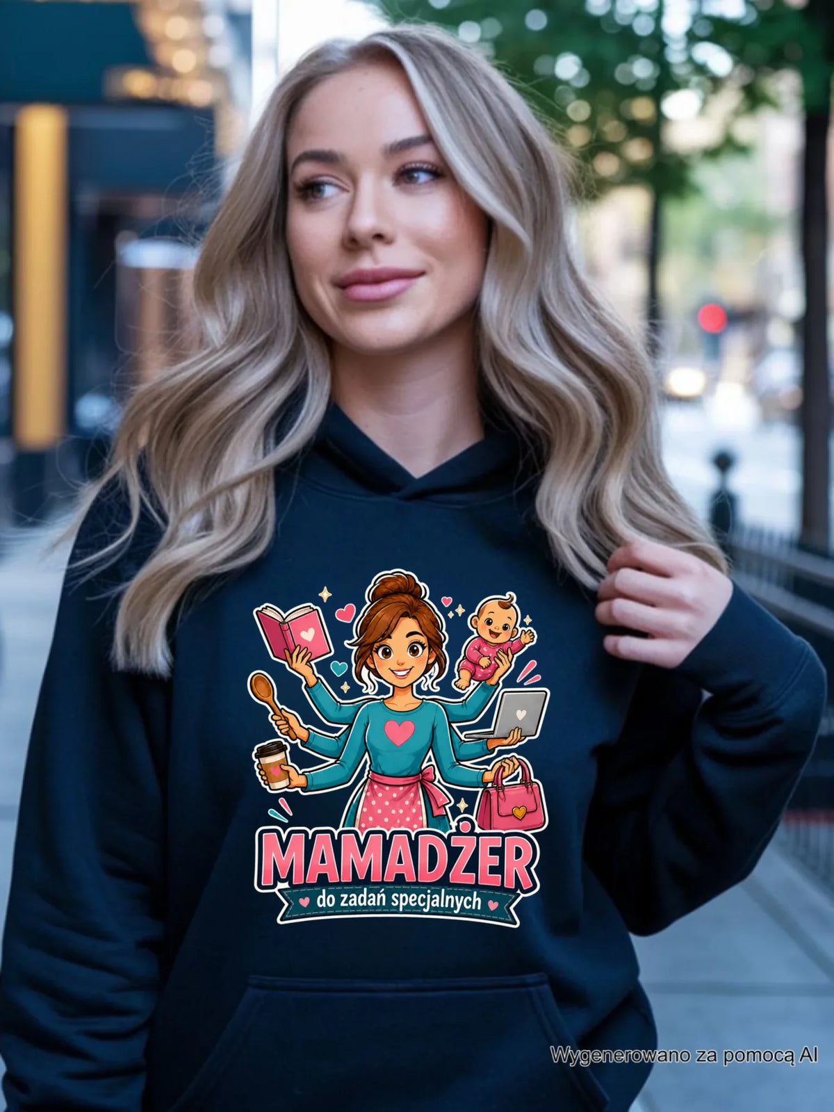 Bluza z kapturem dla mamy - Mamadżer do zadań specjalnych DM28