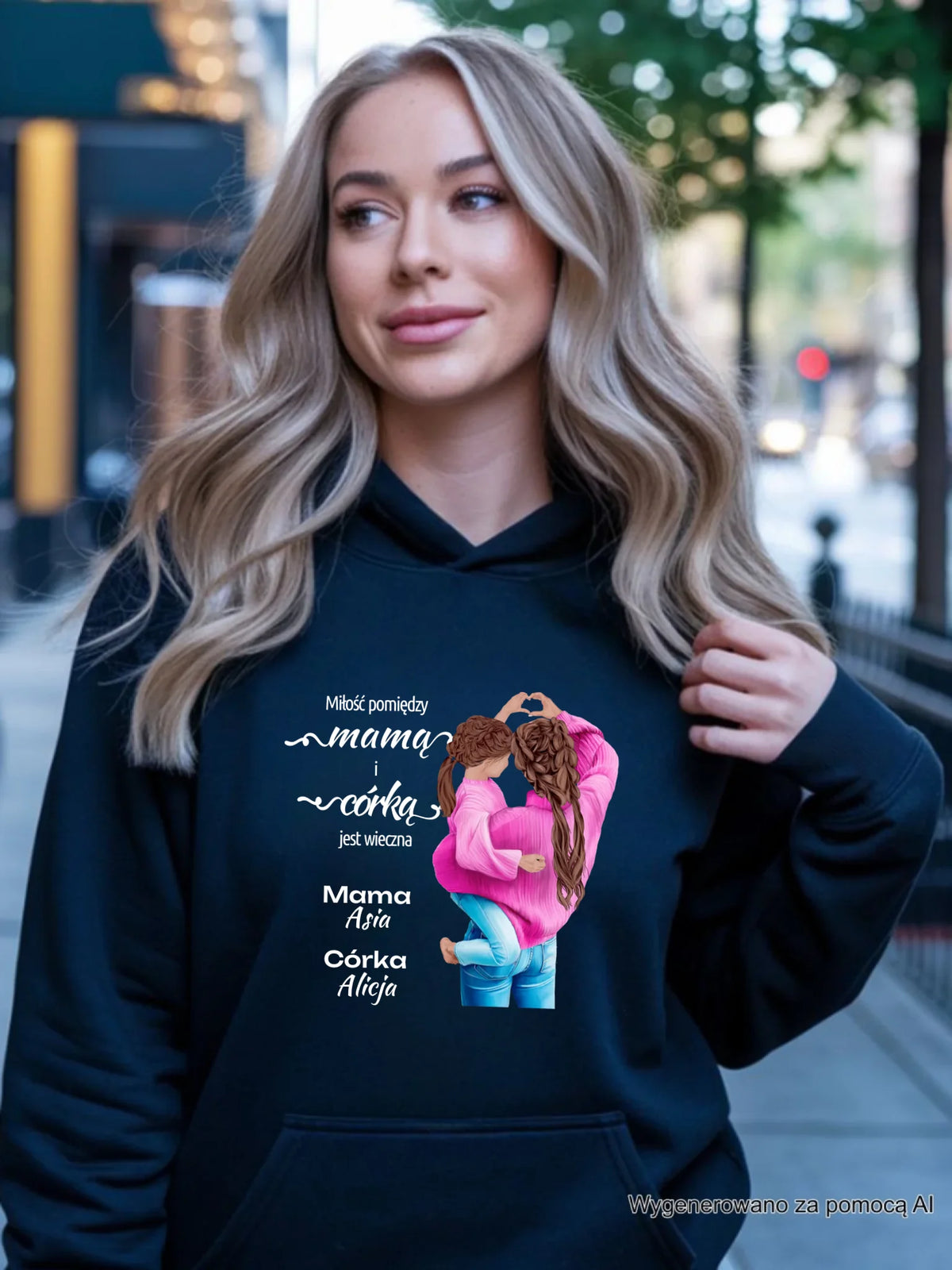 Bluza z kapturem dla mamy od córki - Miłość jest wieczna - personalizowana DM38