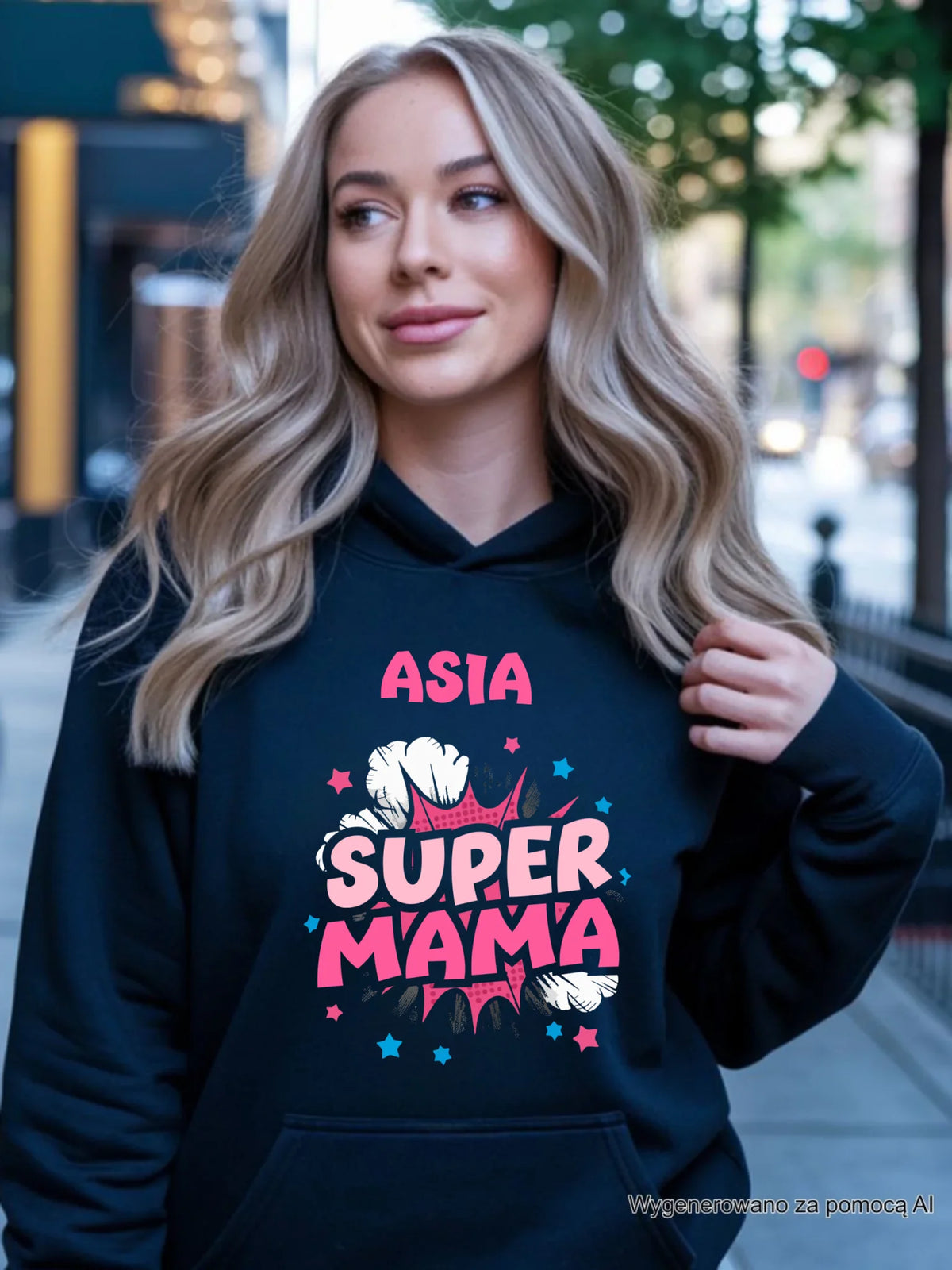 Bluza z kapturem dla mamy - Super Mama - personalizowana DM24