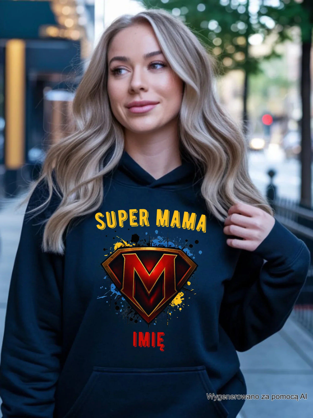 Bluza z kapturem dla mamy - Super Mama - personalizowana DM07