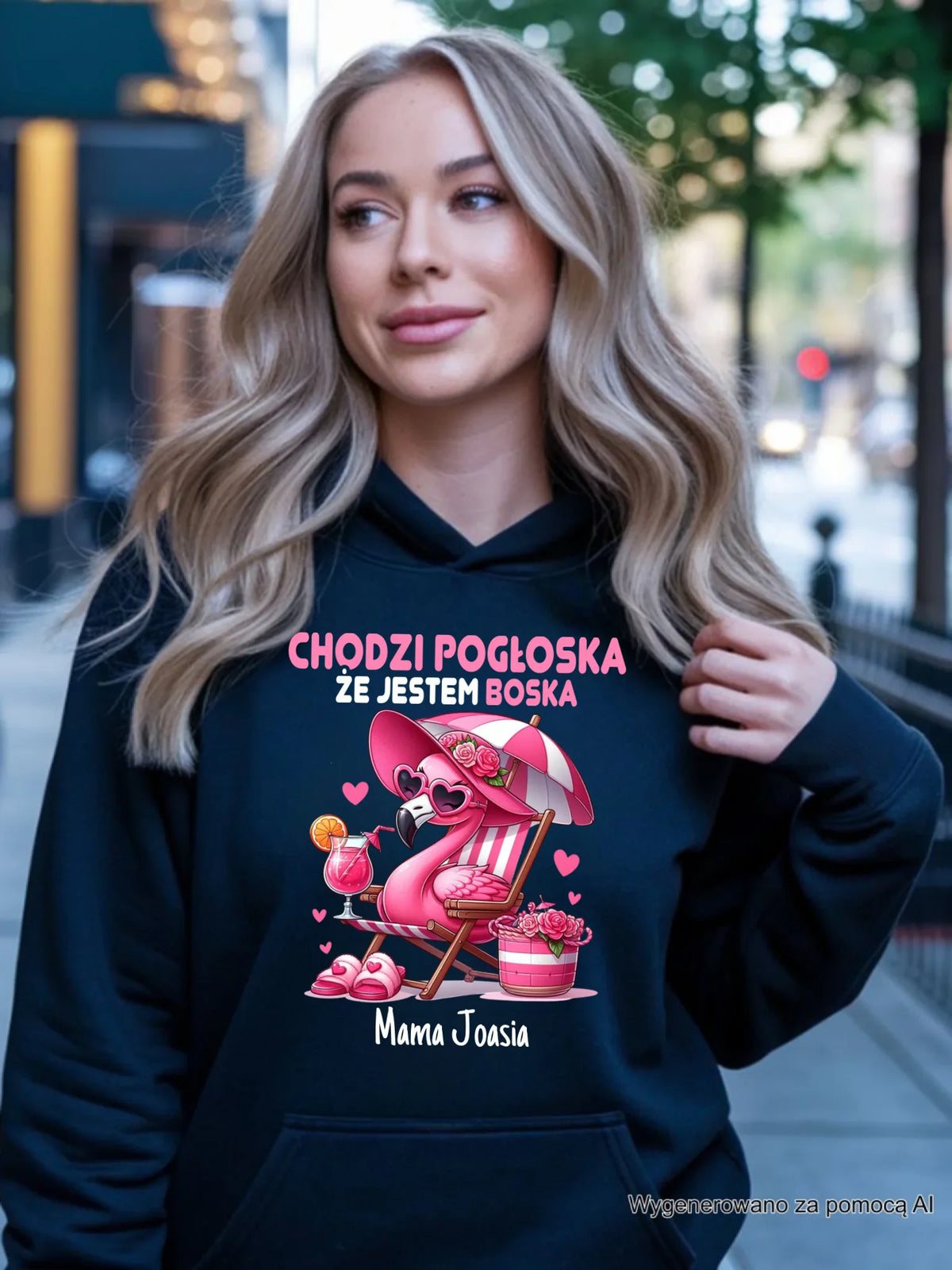 Bluza z kapturem dla mamy - Chodzi pogłoska, że jestem boska - personalizowana DM14