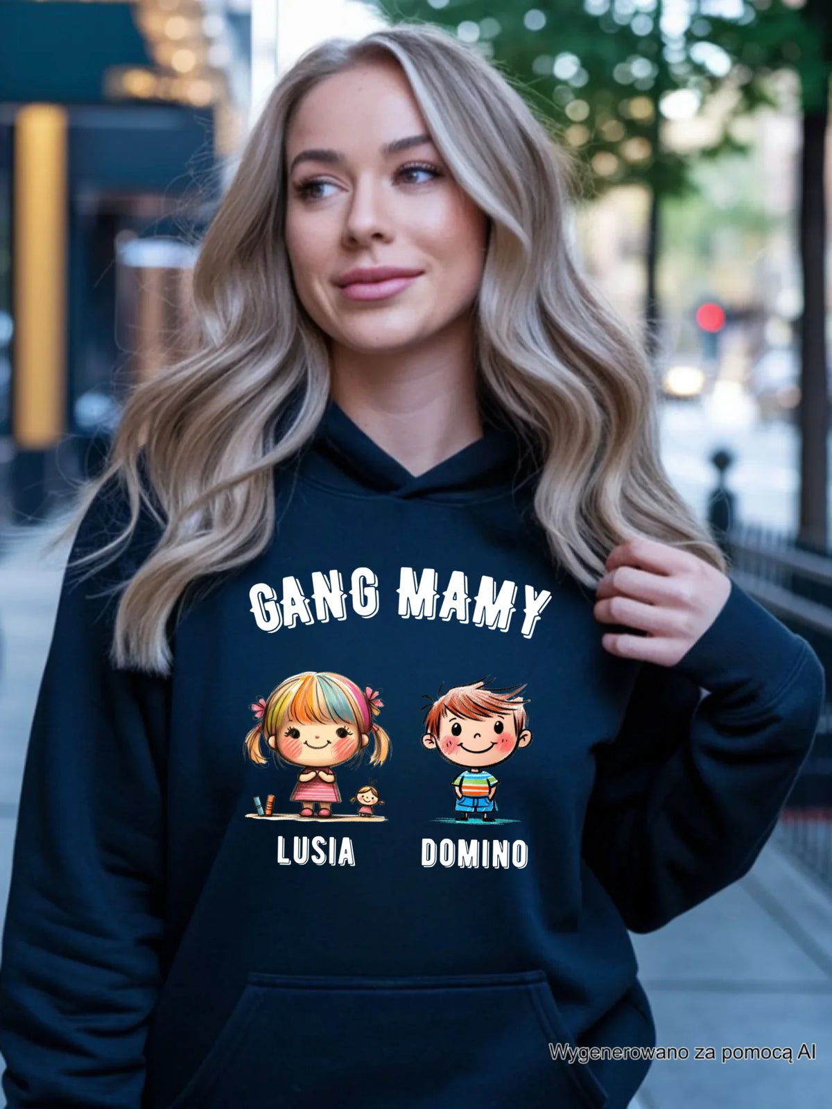 Bluza z kapturem dla mamy z imionami dzieci - Gang mamy - personalizowana DM09