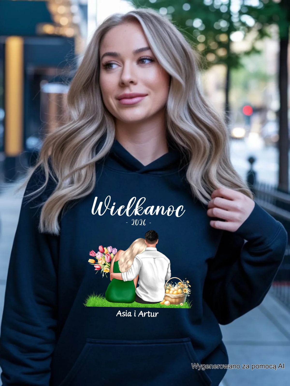Bluza damska z kapturem na Wielkanoc dla par - personalizowana WN36