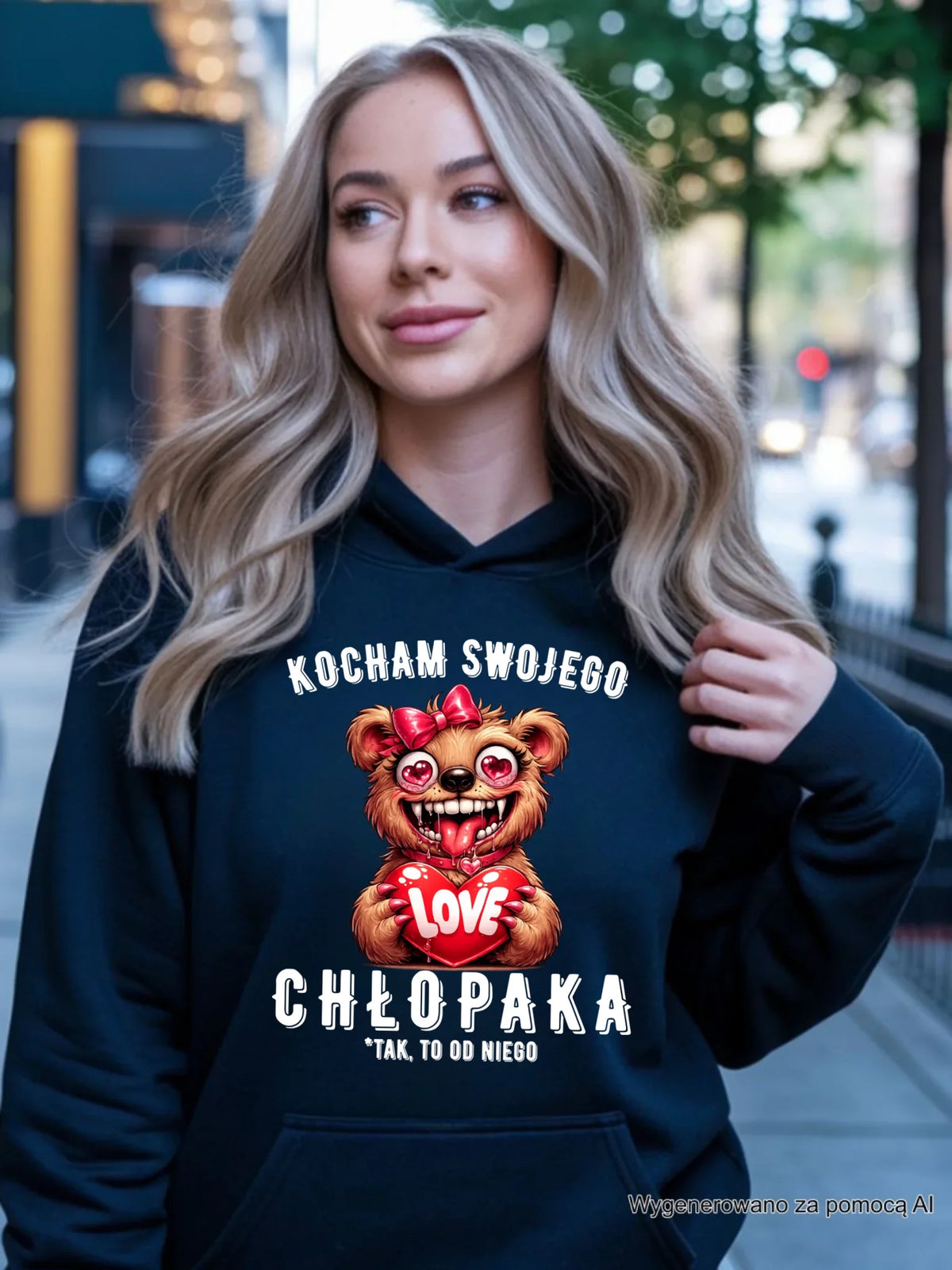 Bluza damska z kapturem dla dziewczyny - Kocham swojego chłopaka W89