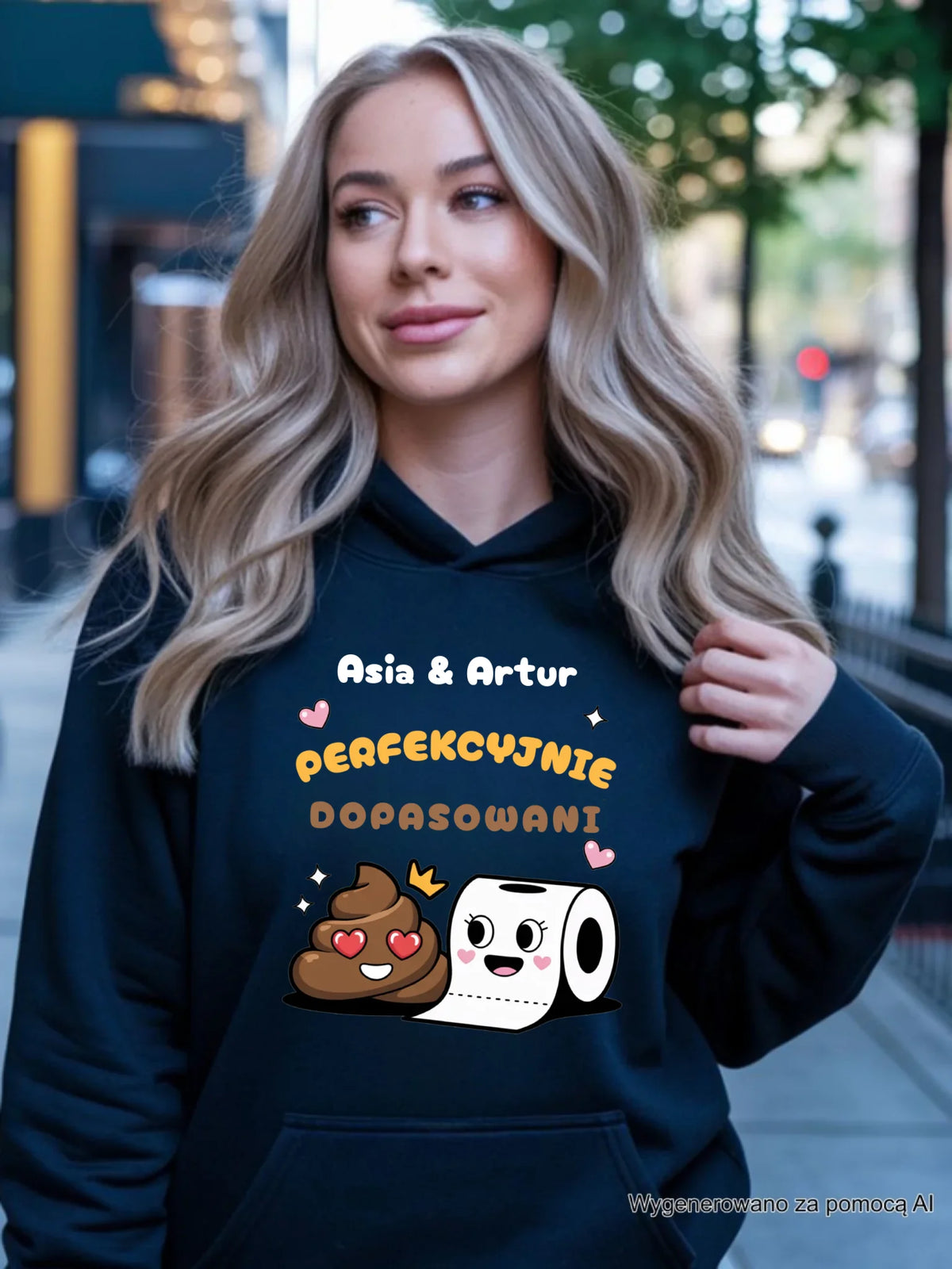 Bluza damska z kapturem - Perfekcyjnie dopasowani - personalizowana W81