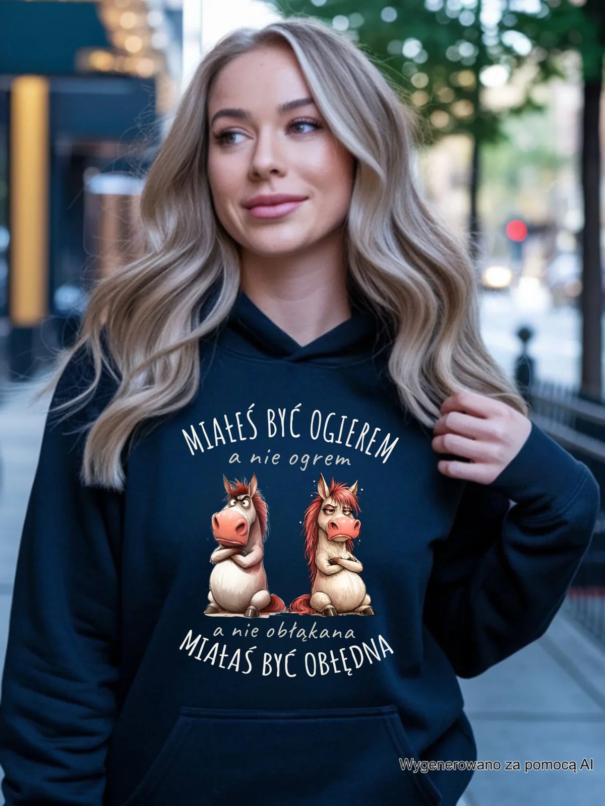 Bluza damska z kapturem - Ogier & Obłędna - śmieszna W85