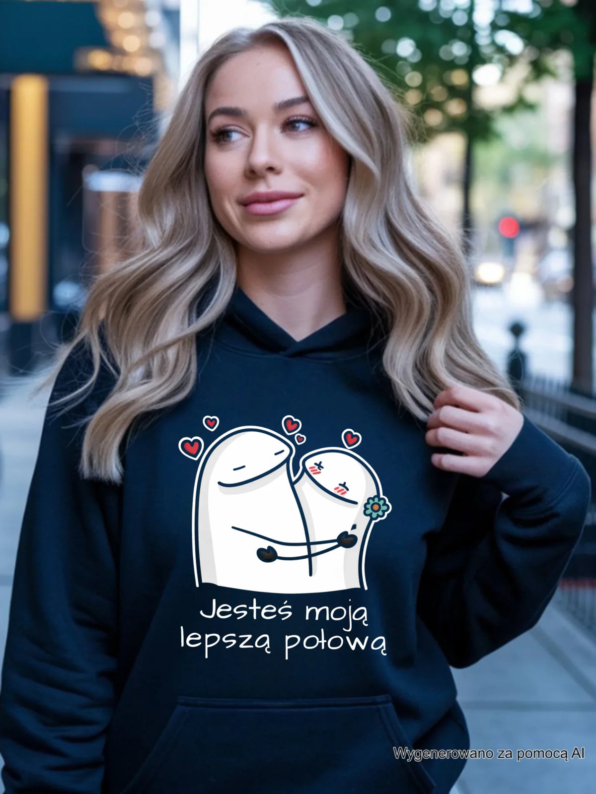 Bluza damska z kapturem - Jesteś moją lepszą połową W87