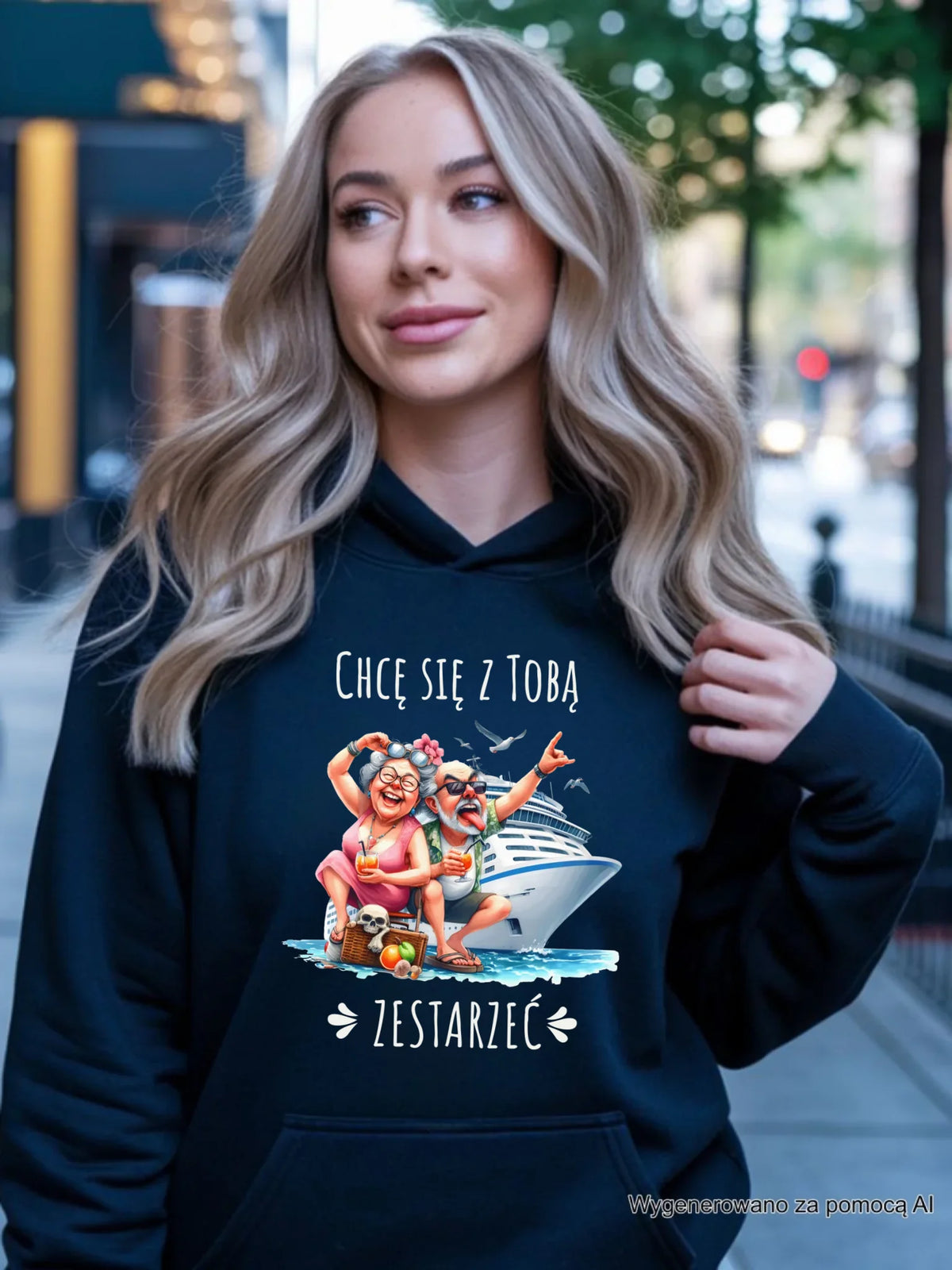 Bluza damska z kapturem - Chcę się z Tobą zestarzeć W80