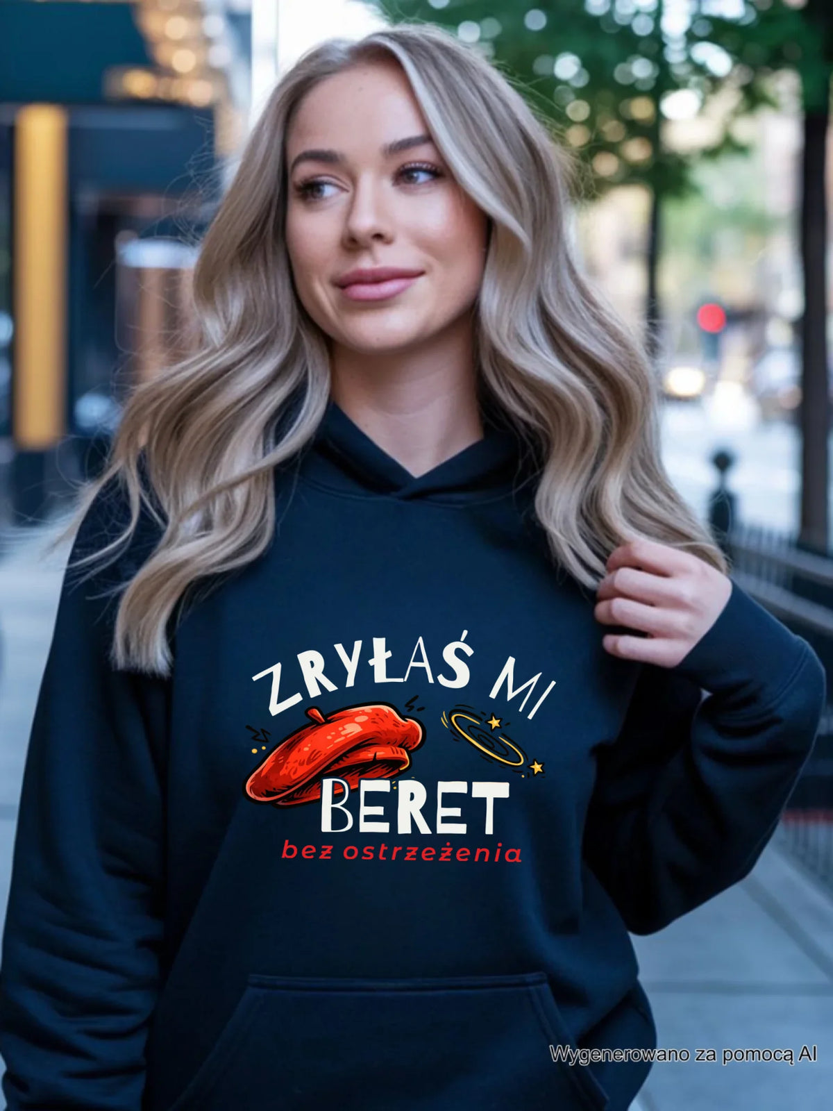 Bluza damska z kapturem - Zryłaś mi beret DZ34