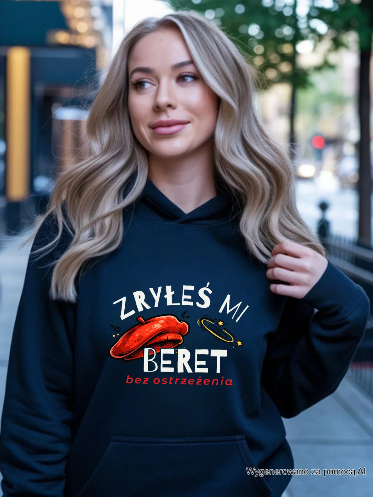 Bluza damska z kapturem - Zryłeś mi beret DZ35