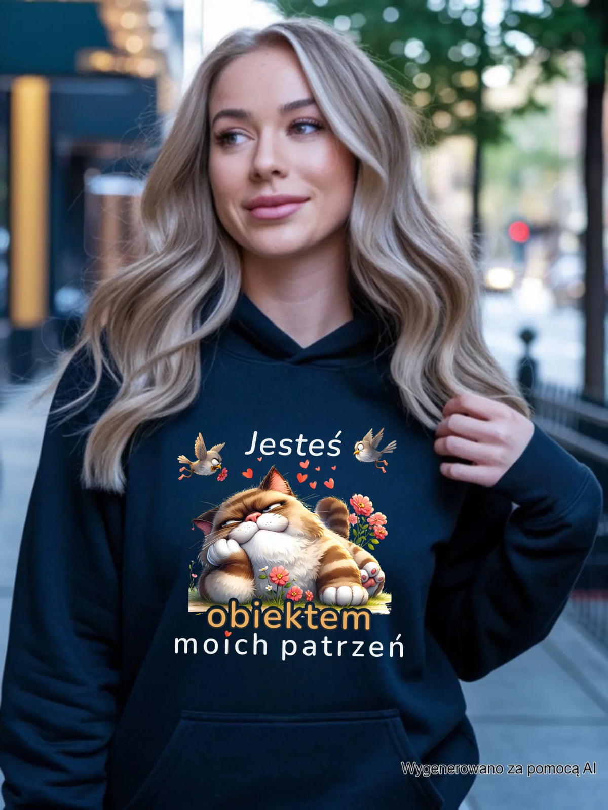 Bluza damska z kapturem - Jesteś obiektem moich patrzeń W68