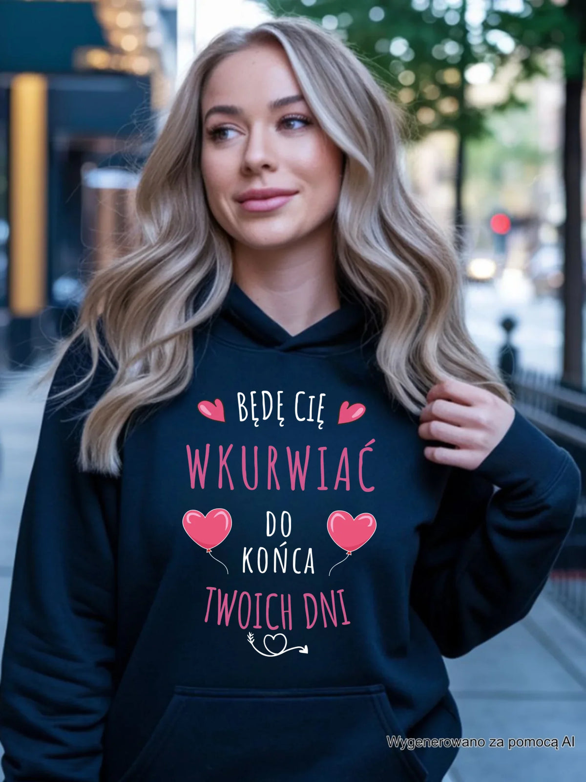 Bluza damska z kapturem - Będę Cię wku*rwiać do końca Twoich dni - bez cenzury W62