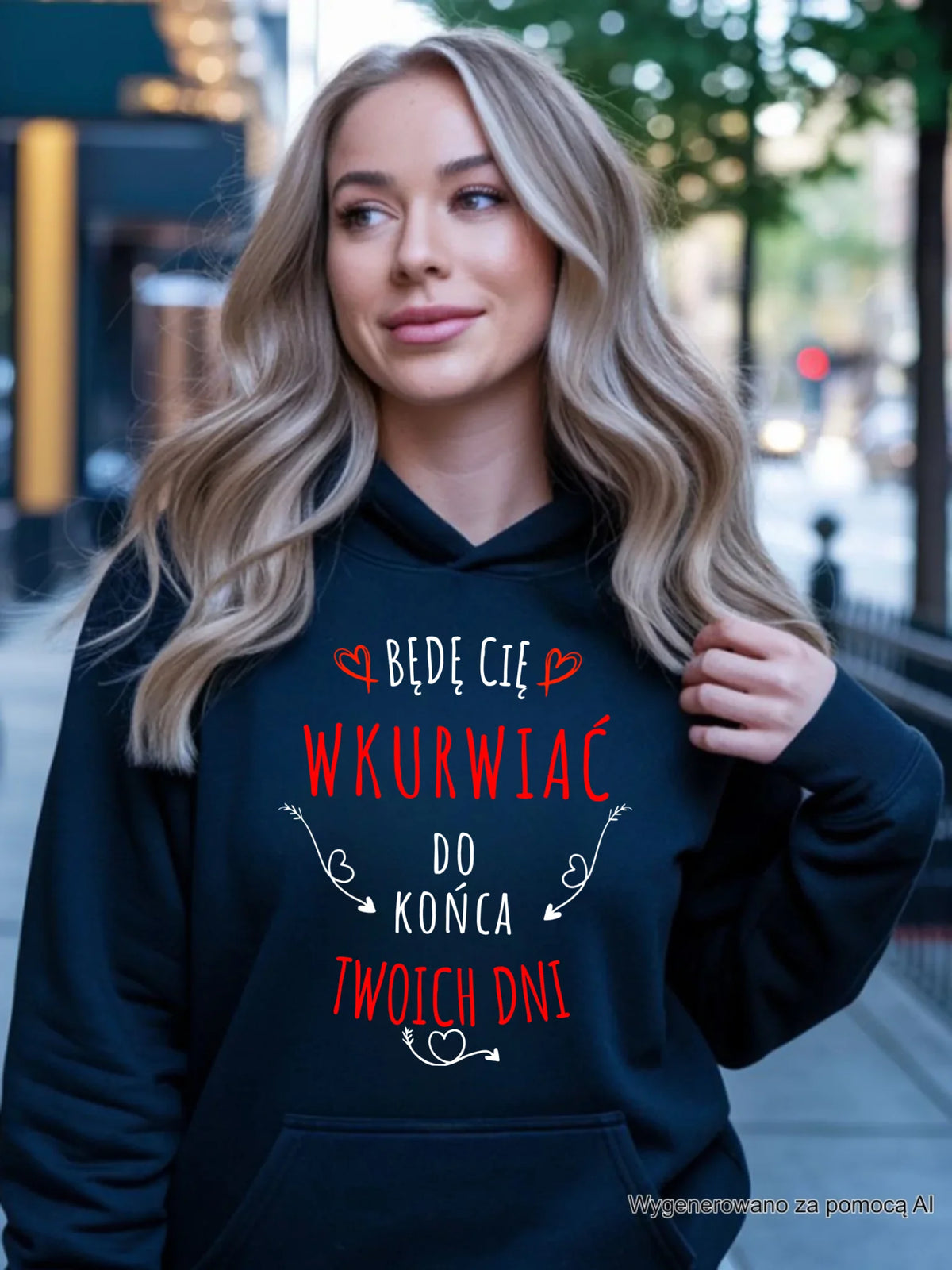Bluza damska z kapturem - Będę Cię wku*wiać do końca Twoich dni - bez cenzury W61