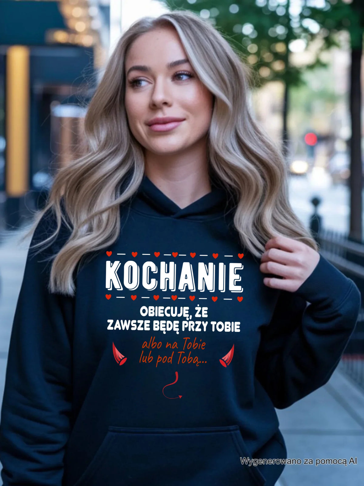 Bluza damska z kapturem - Obiecuję, że zawsze będę przy Tobie W50