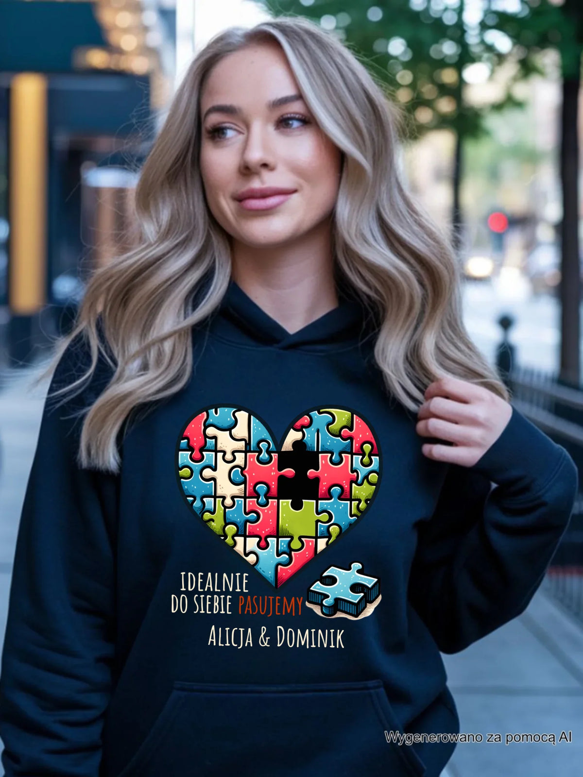 Bluza damska z kapturem - Idealnie do siebie pasujemy - personalizowana W44