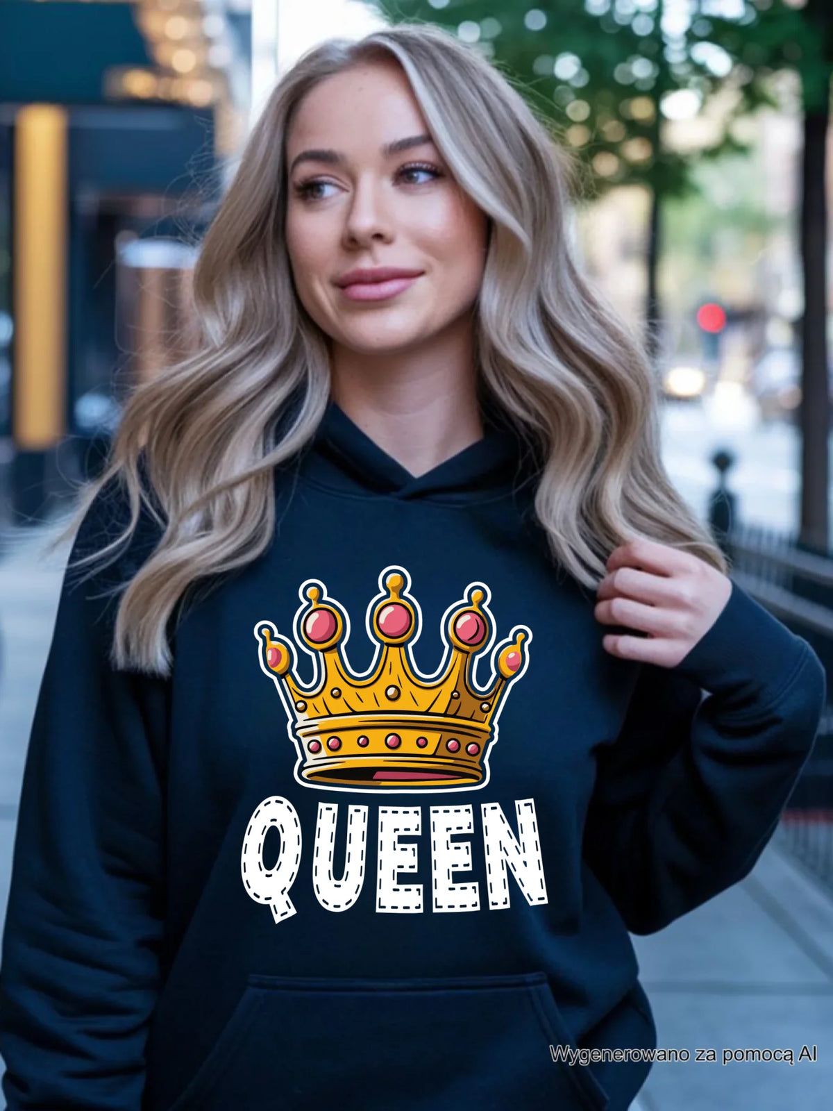 Bluza damska z kapturem - Queen W41