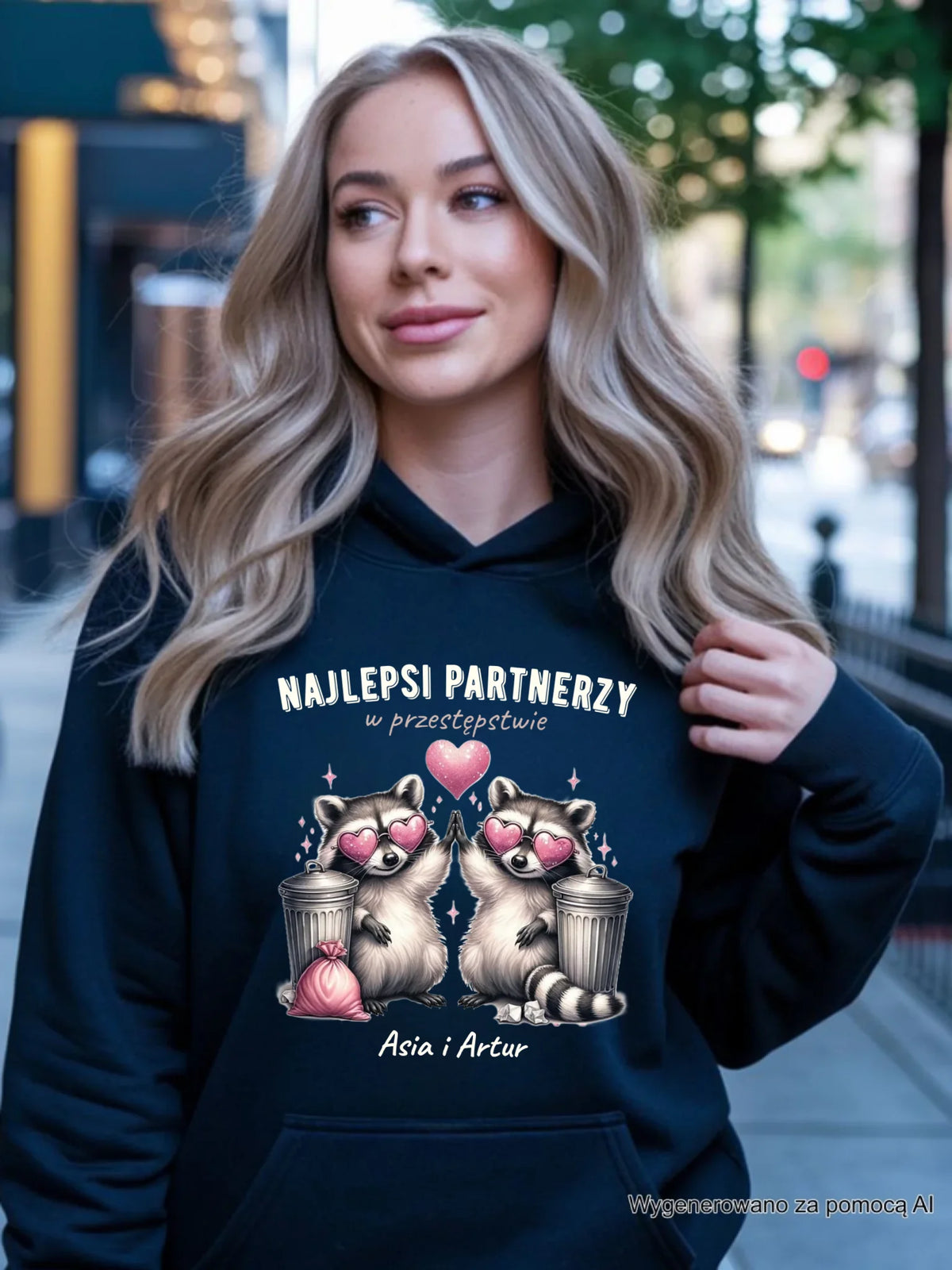 Bluza damska z kapturem dla par - Najlepsi partnerzy w przestępstwie - personalizowana W27