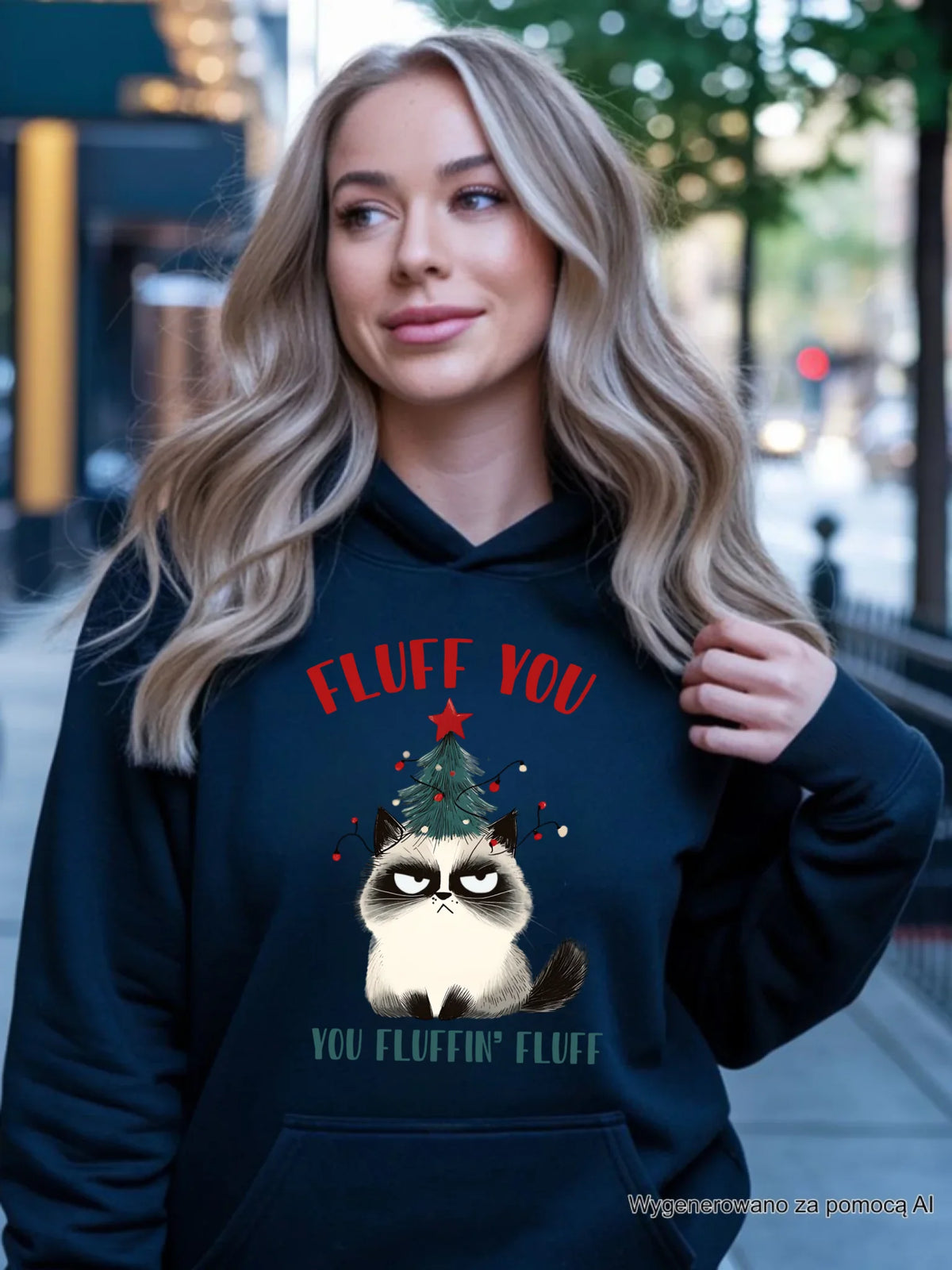 Bluza damska z kapturem świąteczna - Fluff You BN10