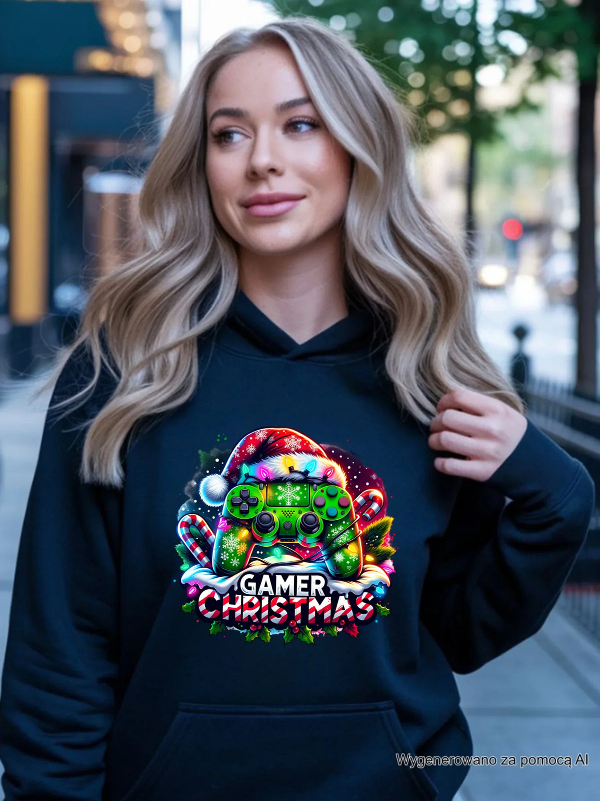 Bluza damska z kapturem świąteczna - prezent dla gracza - Christmas gamer BN22