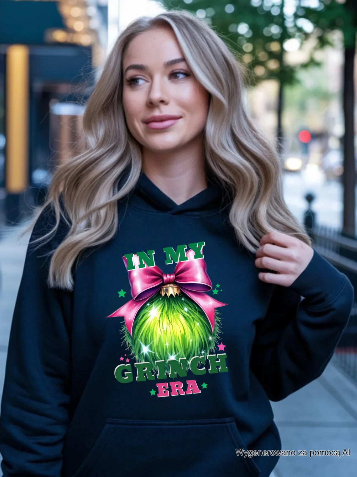 Bluza damska z kapturem świąteczna - In my Grinch era BN26