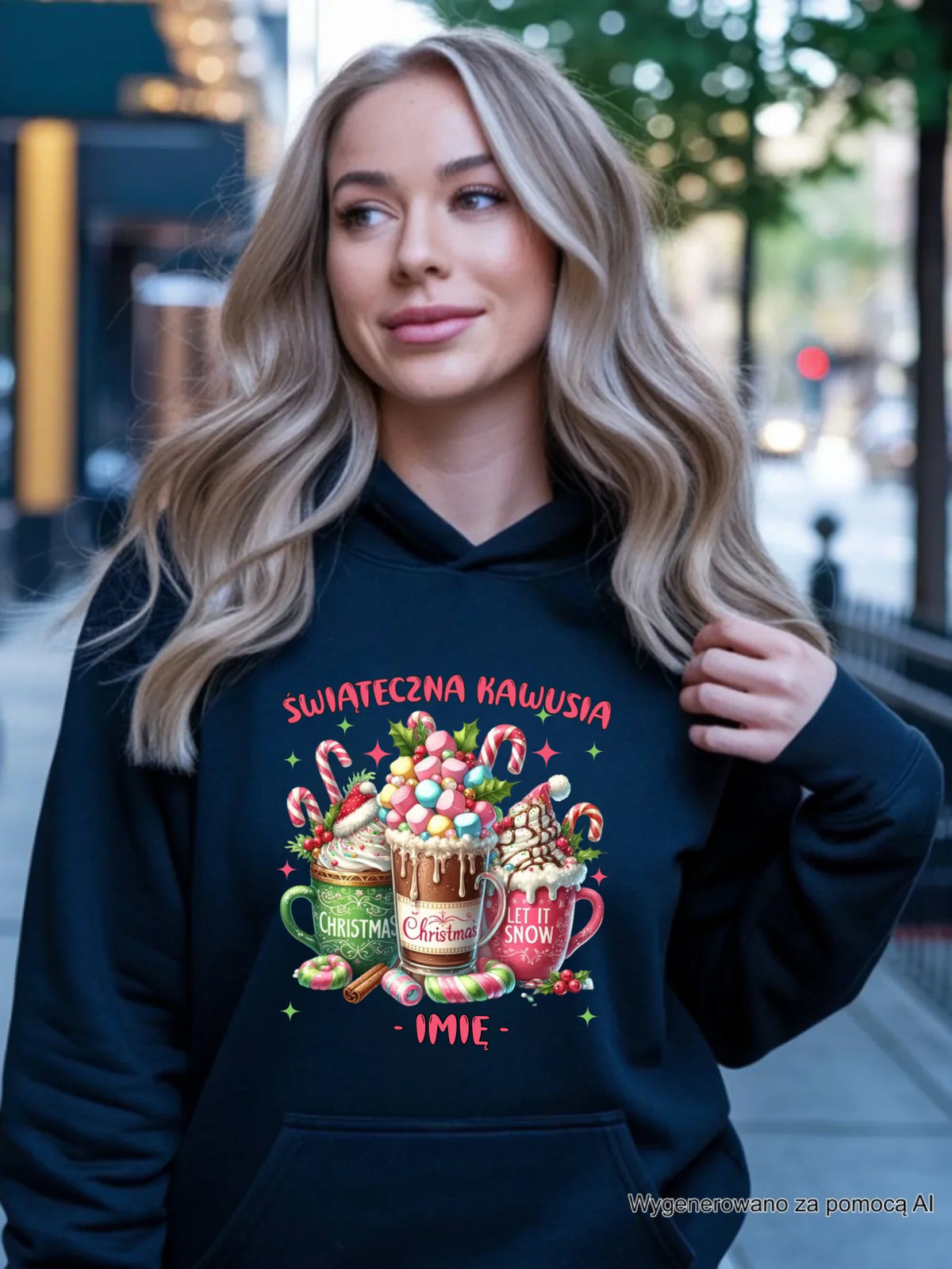 Bluza damska z kapturem świąteczna - Świąteczna kawusia - personalizowana BN29