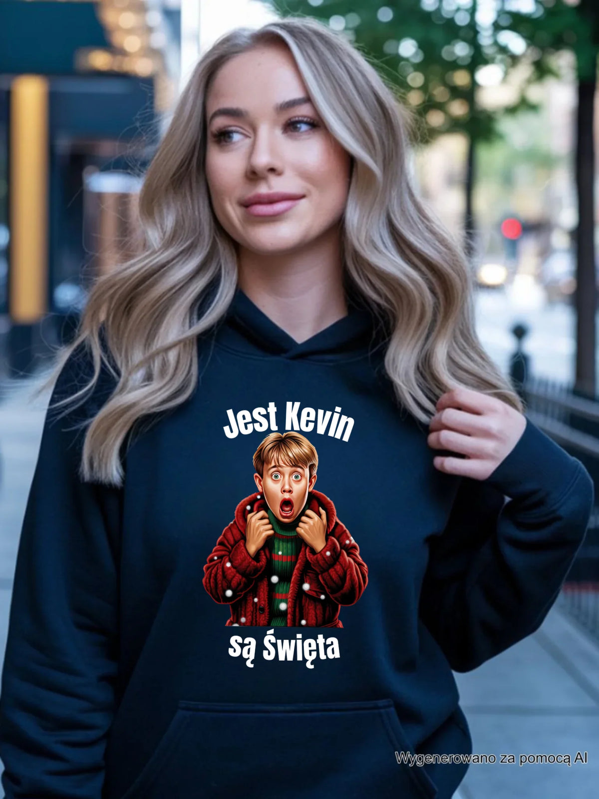 Bluza damska z kapturem świąteczna - Jest Kevin są święta BN27