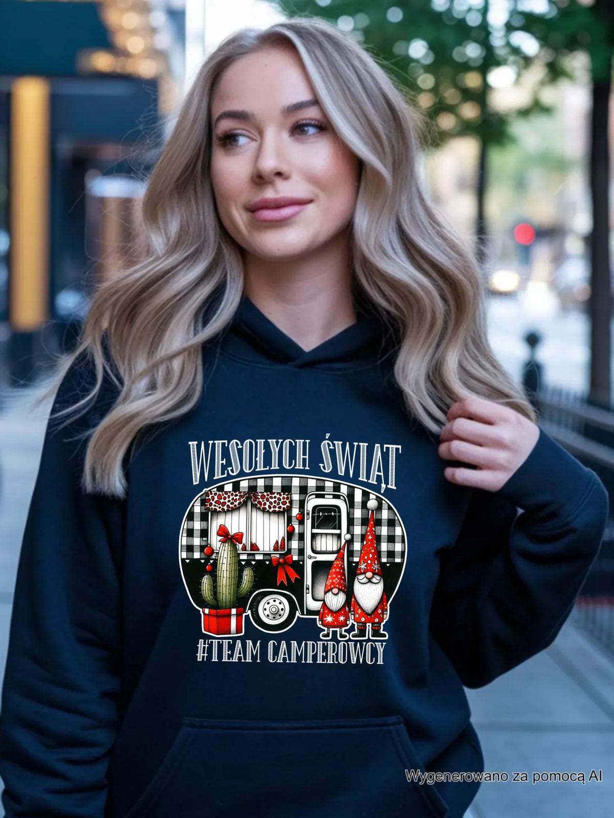 Bluza damska z kapturem świąteczna - Wesołych Świąt Team Camperowcy BN44
