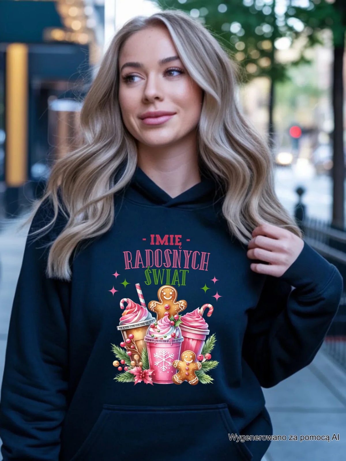 Bluza damska z kapturem świąteczna - Radosnych Świąt - personalizowana BN58