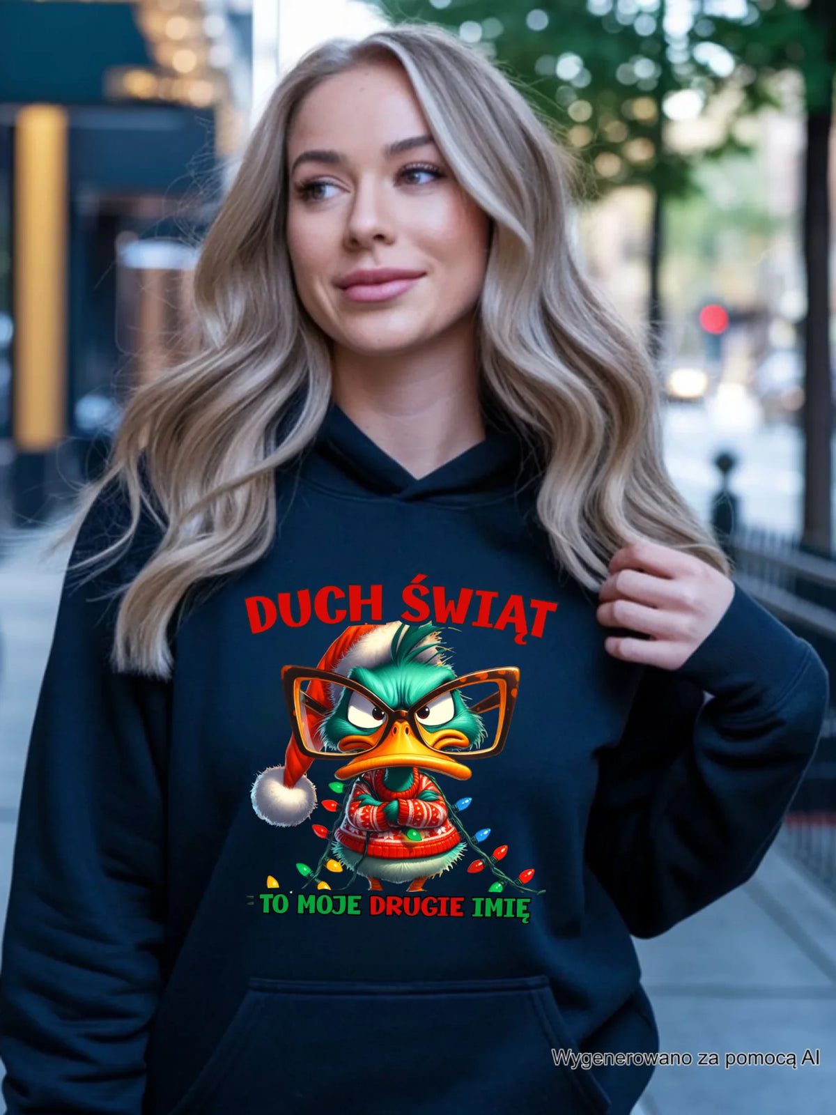 Bluza damska z kapturem świąteczna - Duch Świąt to moje drugie imię BN76