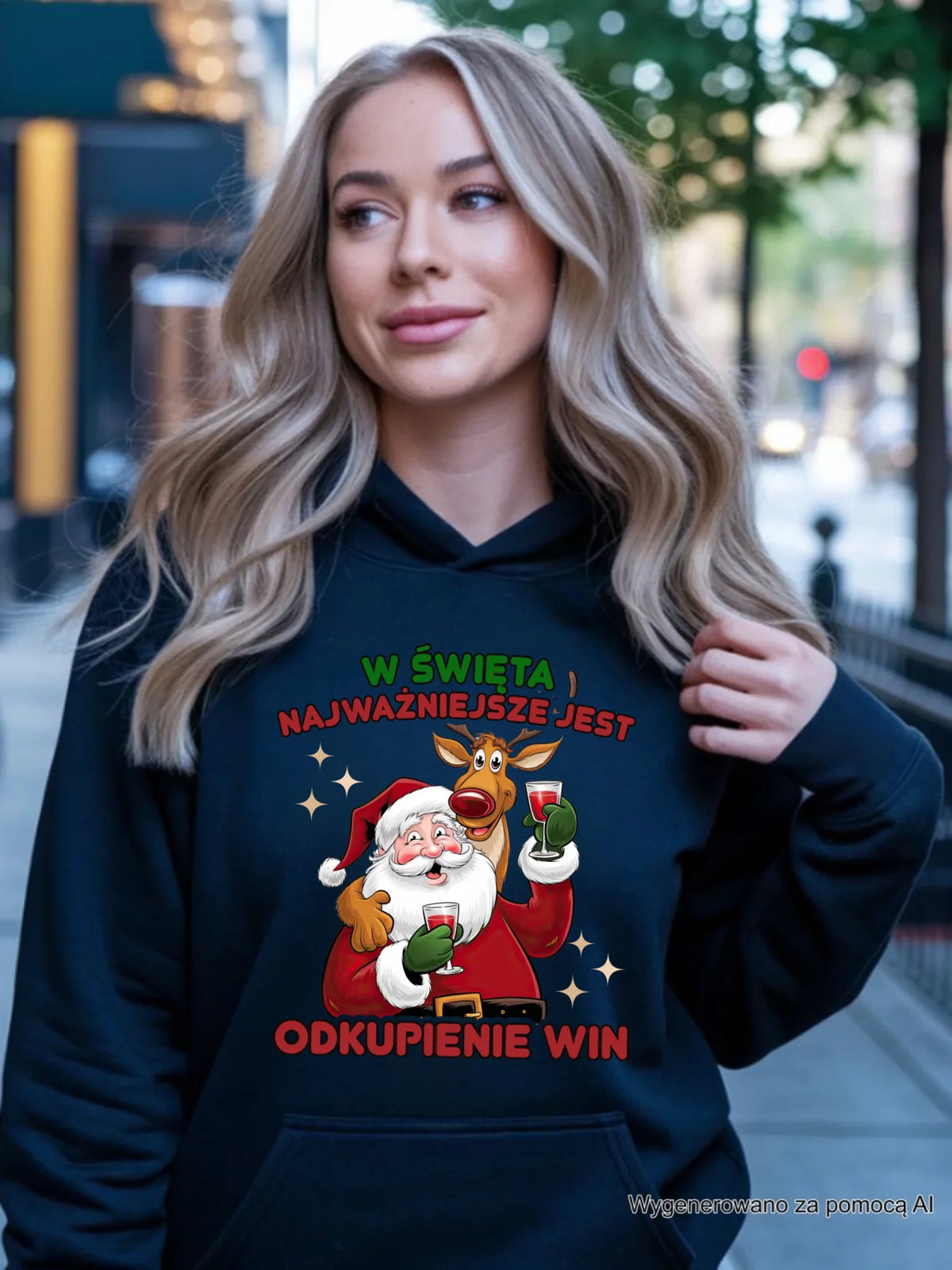 Bluza damska z kapturem świąteczna - W święta najważniejsze jest odkupienie win BN73