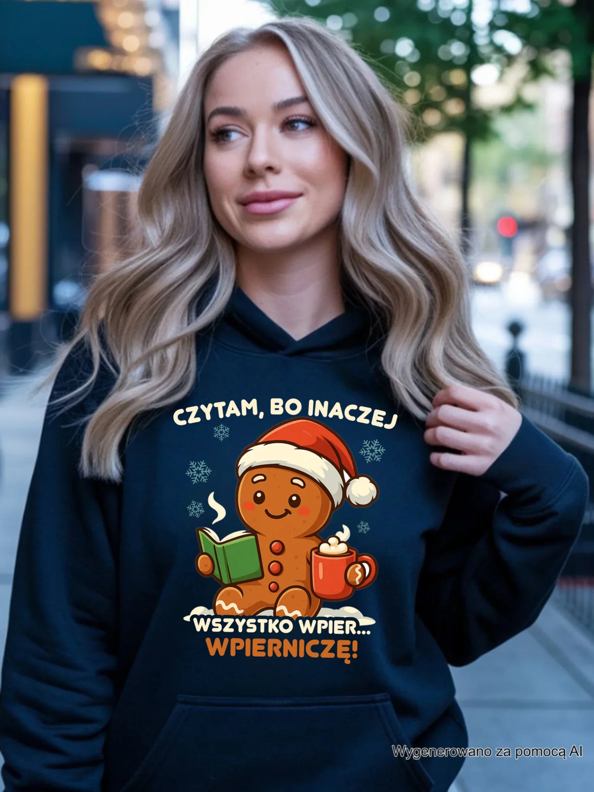 Bluza damska z kapturem świąteczna - Czytam, bo inaczej wszystko wpier... wpierniczę BN79