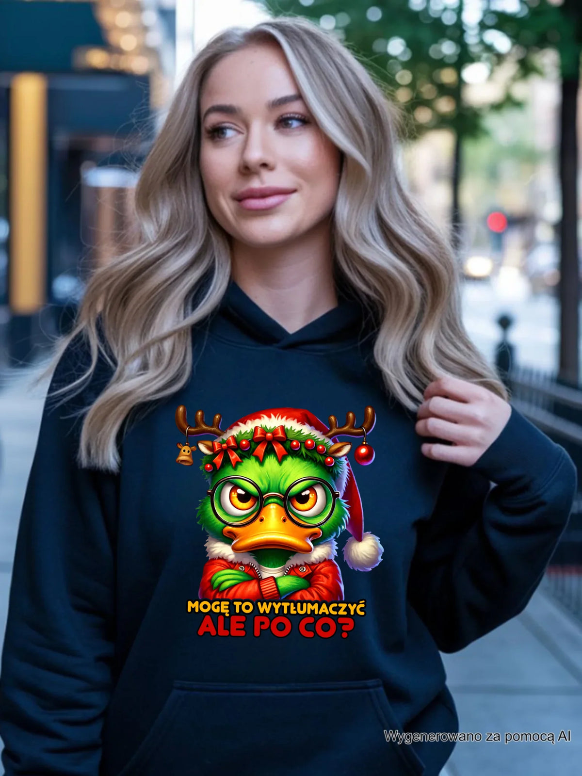 Bluza damska z kapturem świąteczna - Mogę to wytłumaczyć Ale po co? BN77