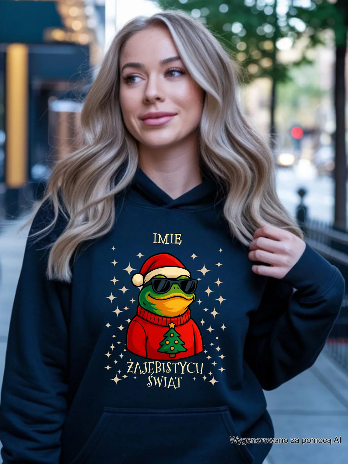 Bluza damska z kapturem świąteczna - Żajebistych Świąt - personalizowana BN144