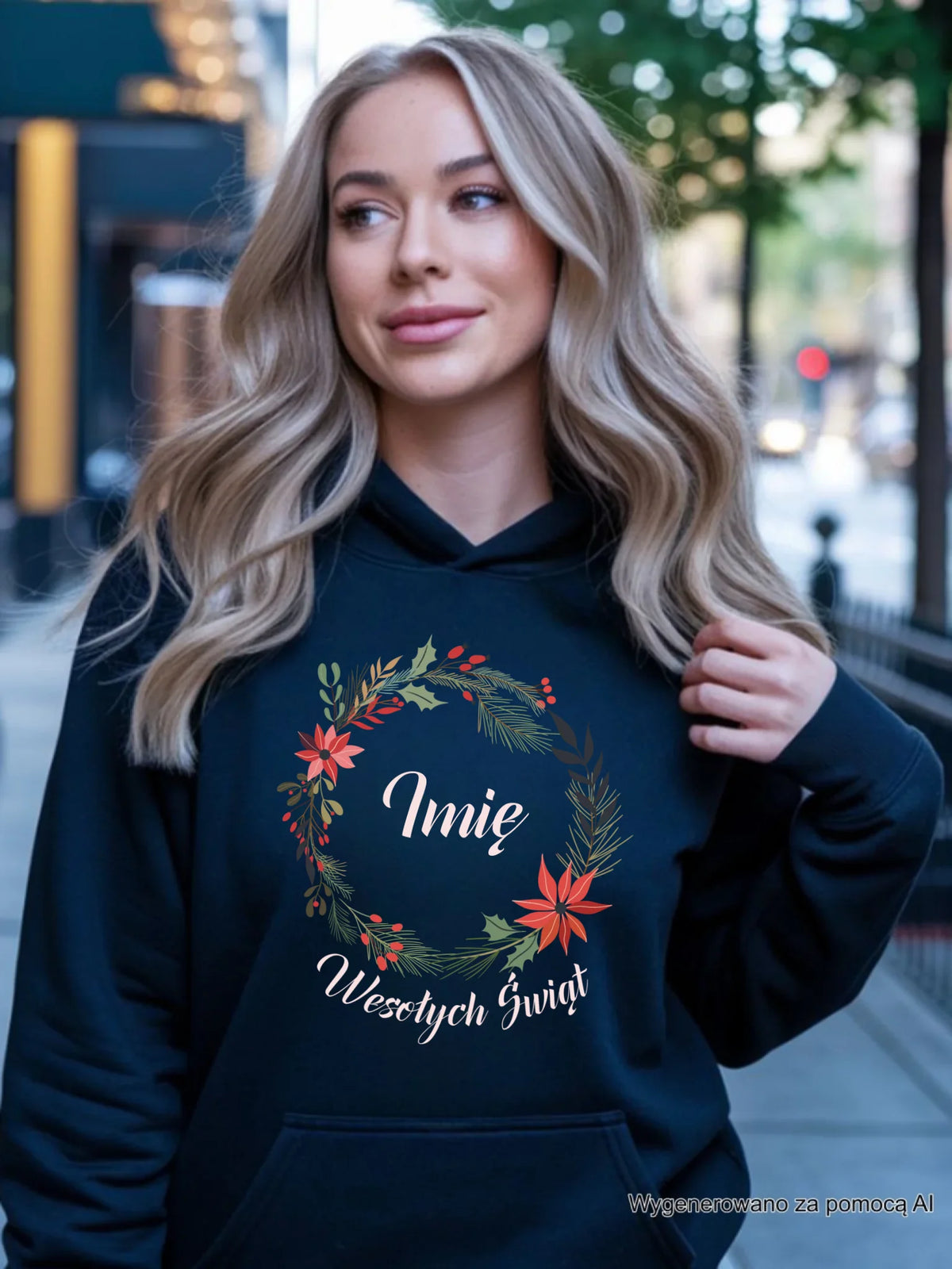 Bluza damska z kapturem świąteczna - Wesołych Świąt - personalizowana BN19