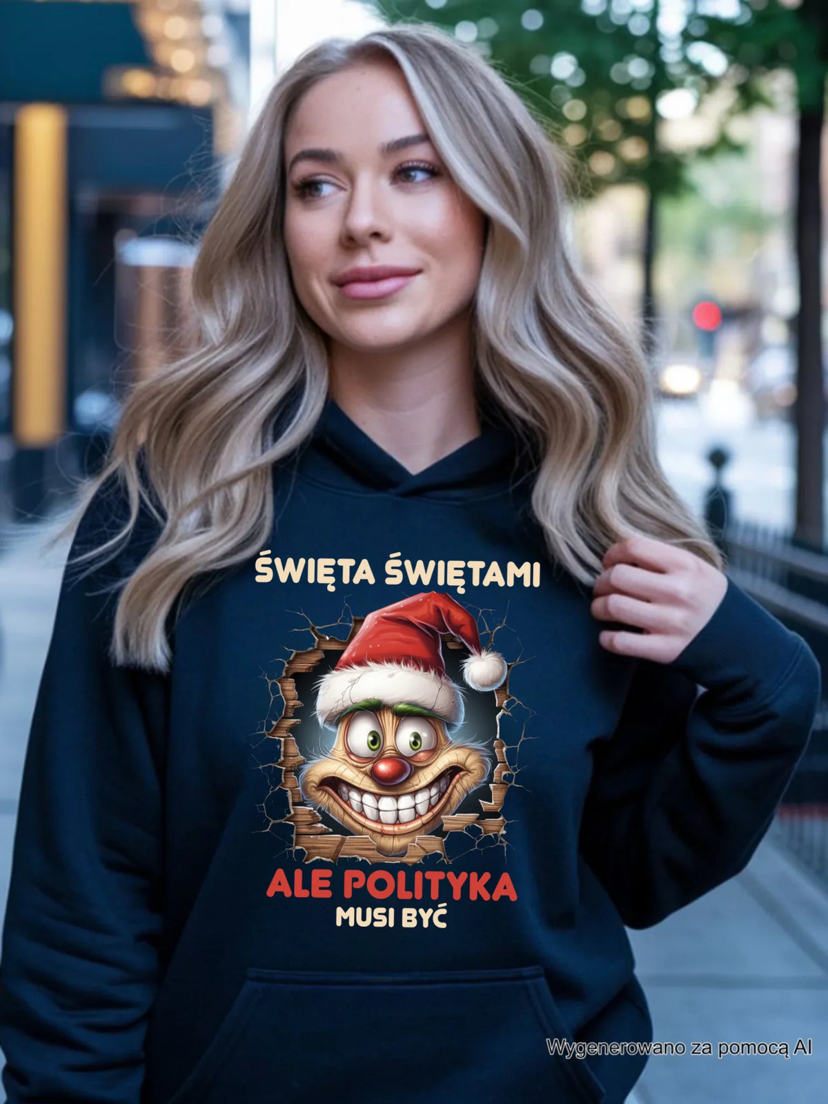 Bluza damska z kapturem świąteczna - Święta świętami ale polityka musi być BN102