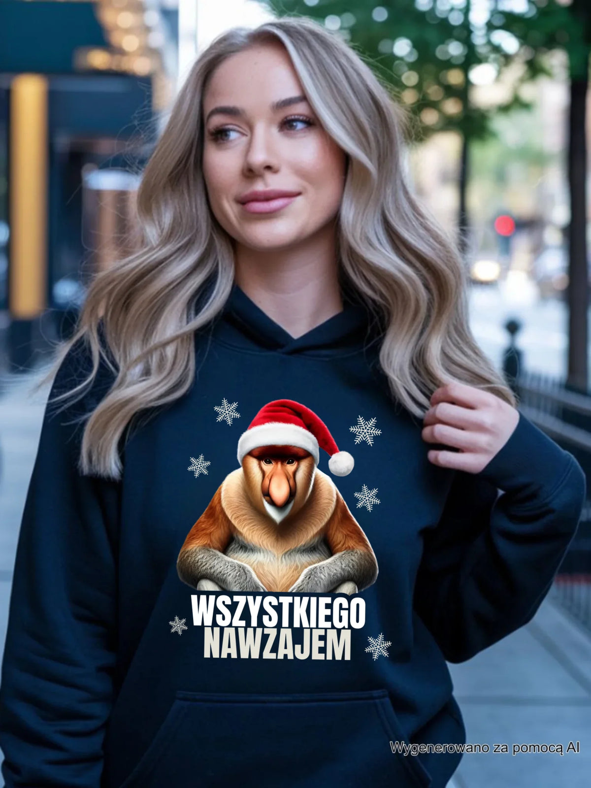 Bluza damska z kapturem świąteczna - Janusz Nosacz - Nawzajem BN110